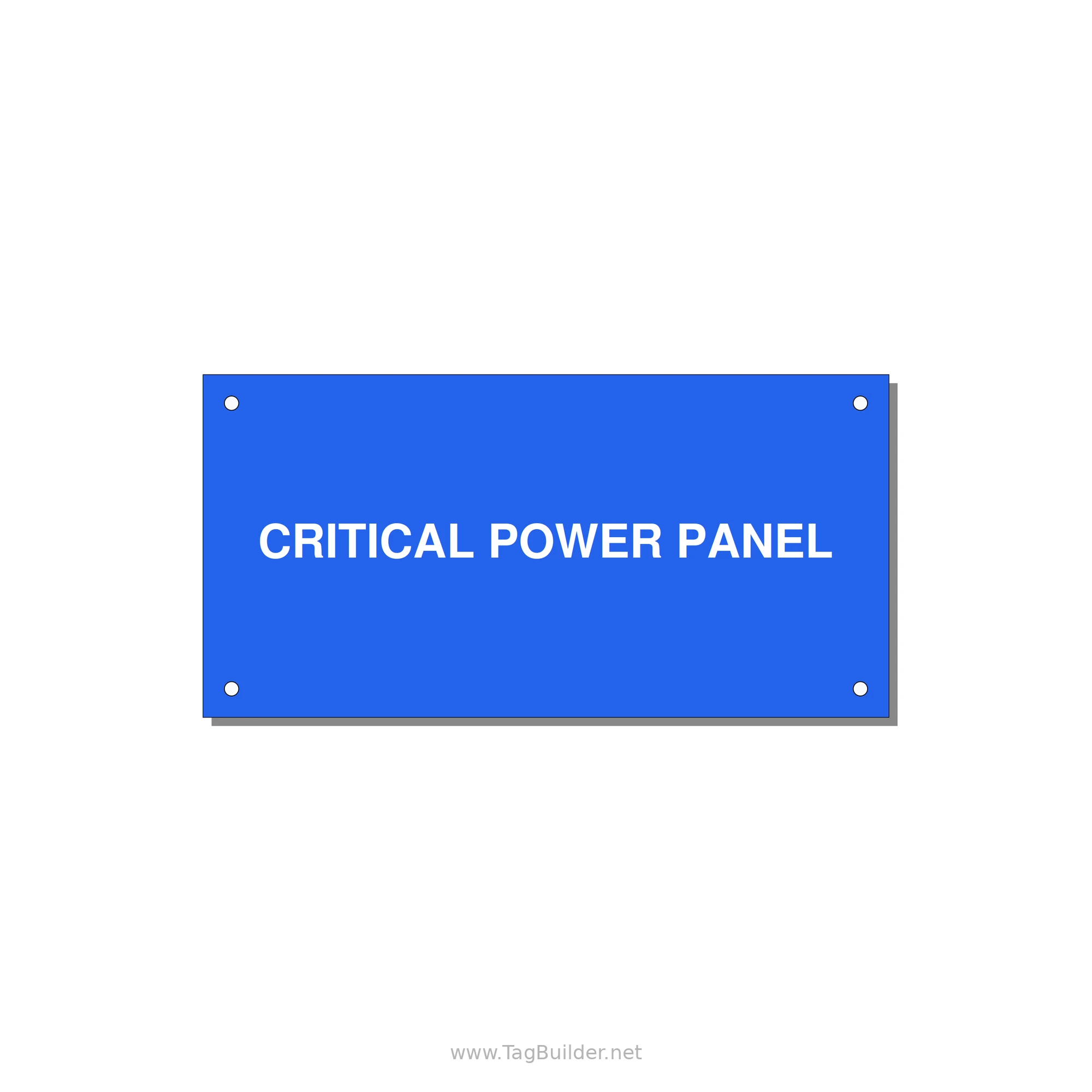 6.0x3.0" Panel Identification Label - CRITICAL POWER PANEL — 6x3" White on Blue, Holes