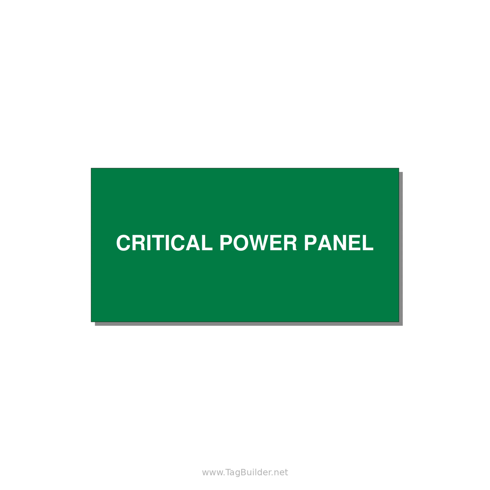 6.0x3.0" Panel Identification Label - CRITICAL POWER PANEL — 6x3" White on Green, Adhesive