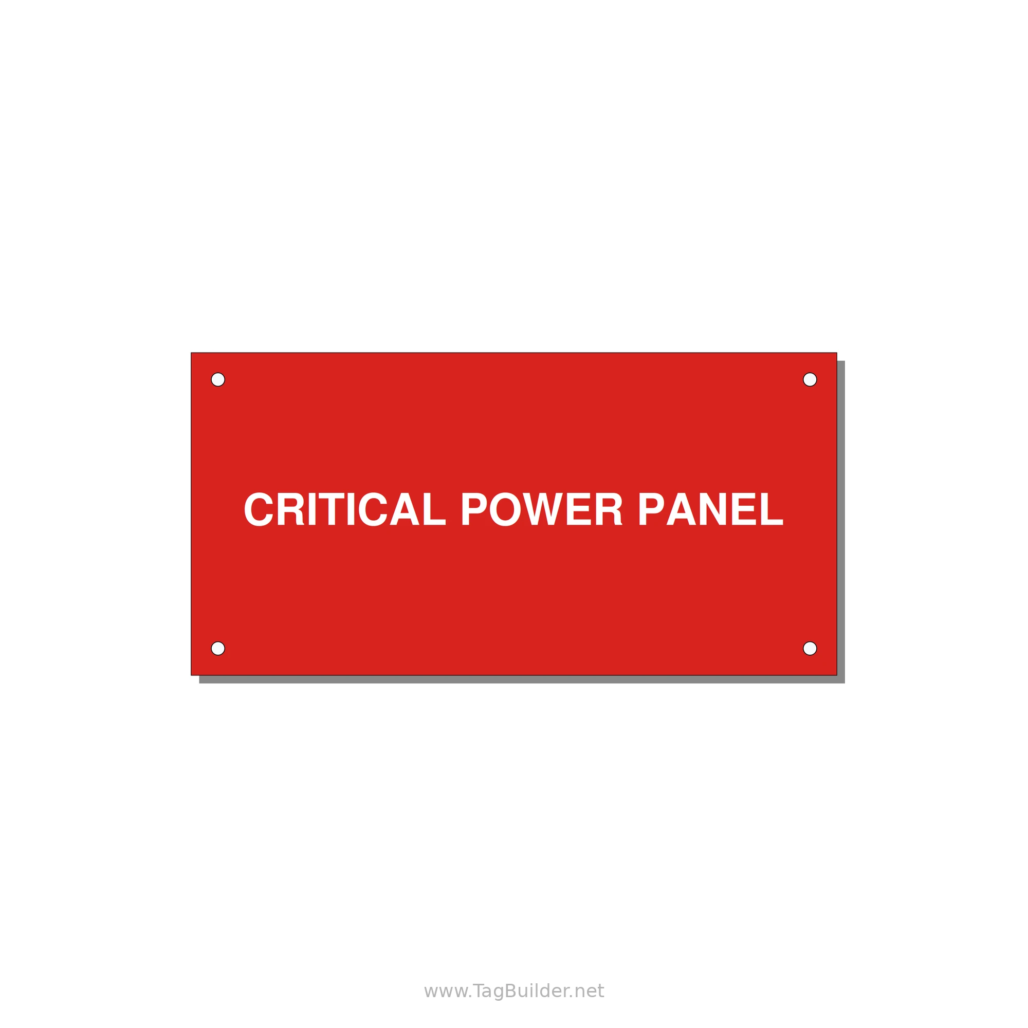 6.0x3.0" Panel Identification Label - CRITICAL POWER PANEL — 6x3" White on Red, Holes