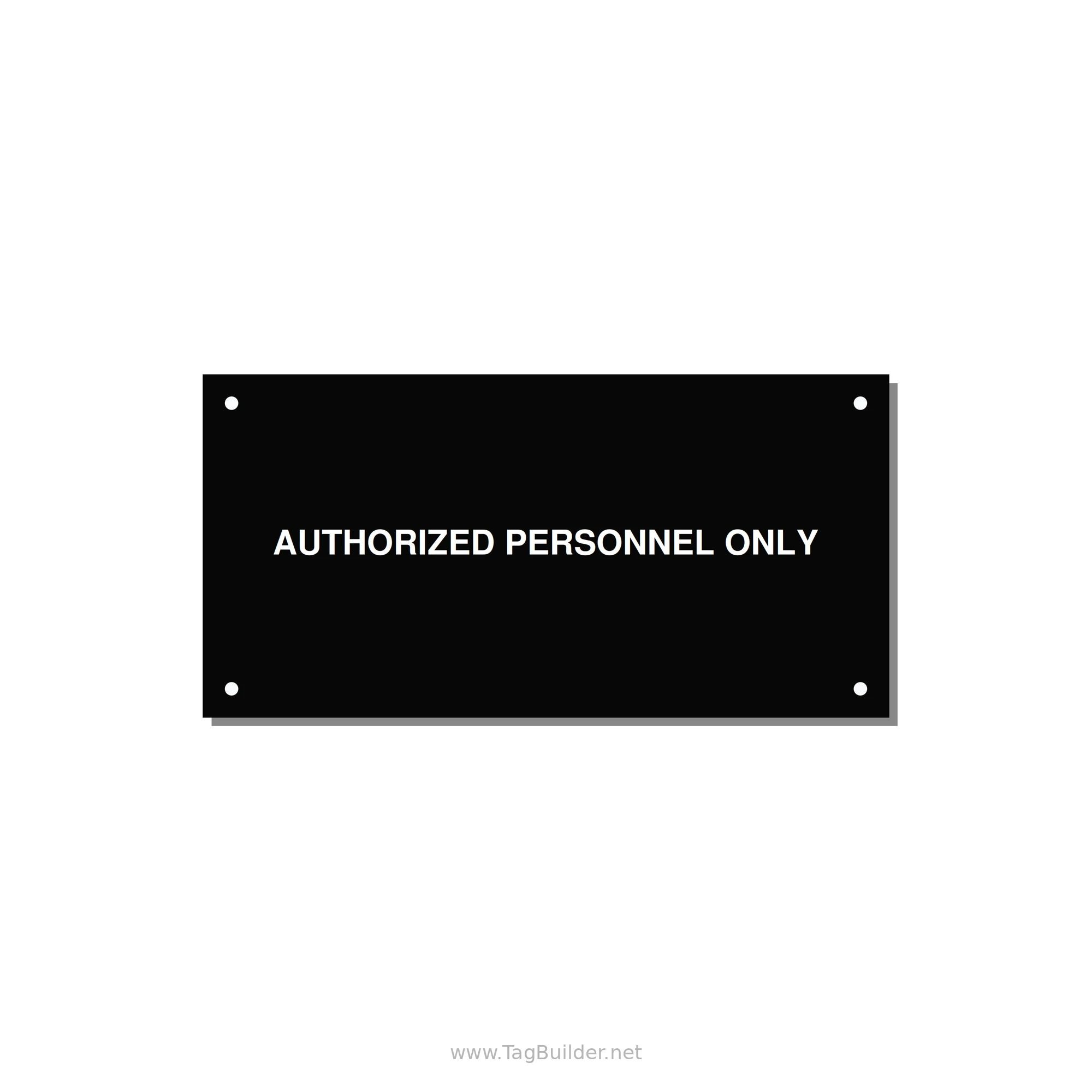 6.0x3.0" Safety Label - AUTHORIZED PERSONNEL ONLY — 6x3" White on Black, Holes