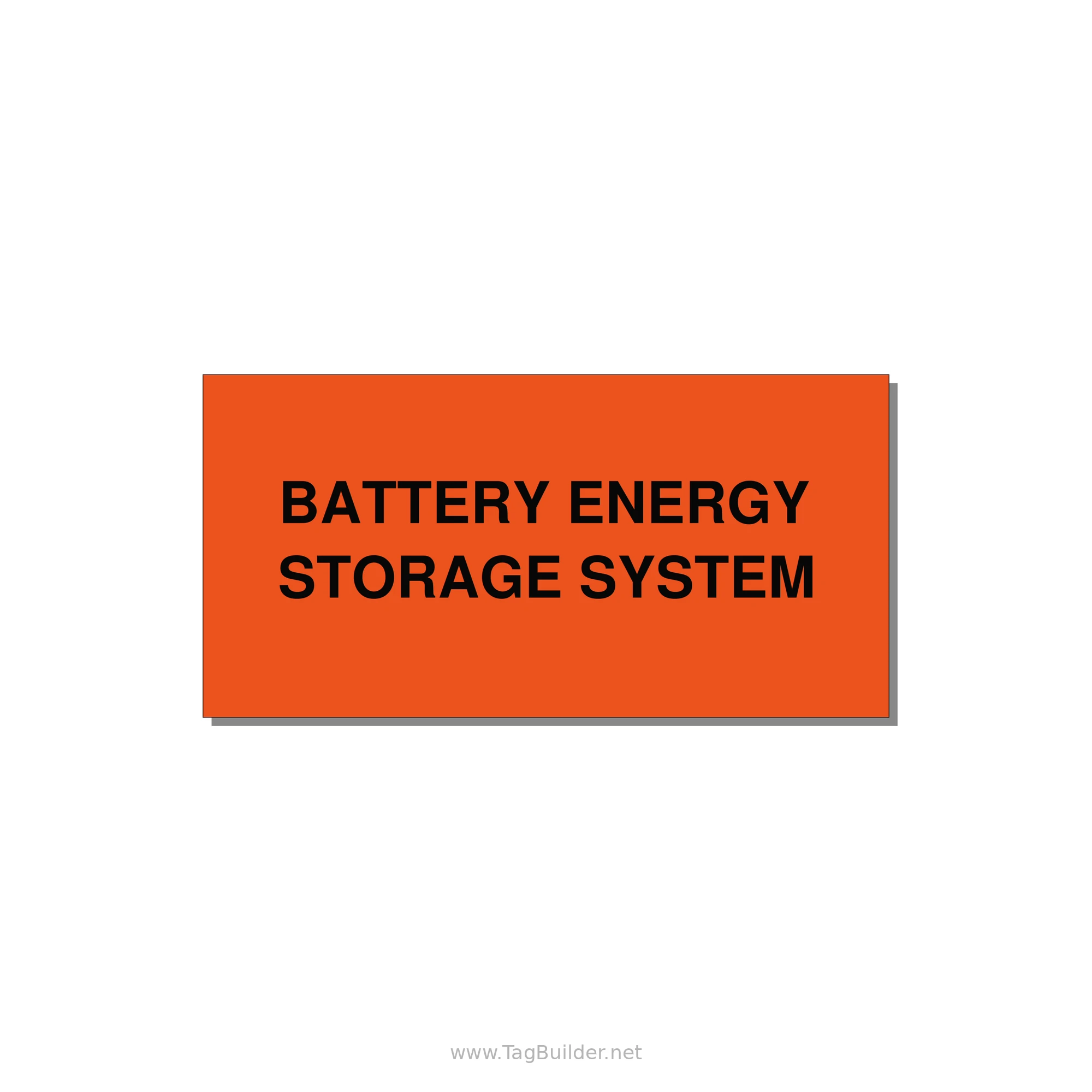 6.0x3.0" Safety Label - BATTERY ENERGY STORAGE SY — 6x3" Black on Orange, Adhesive