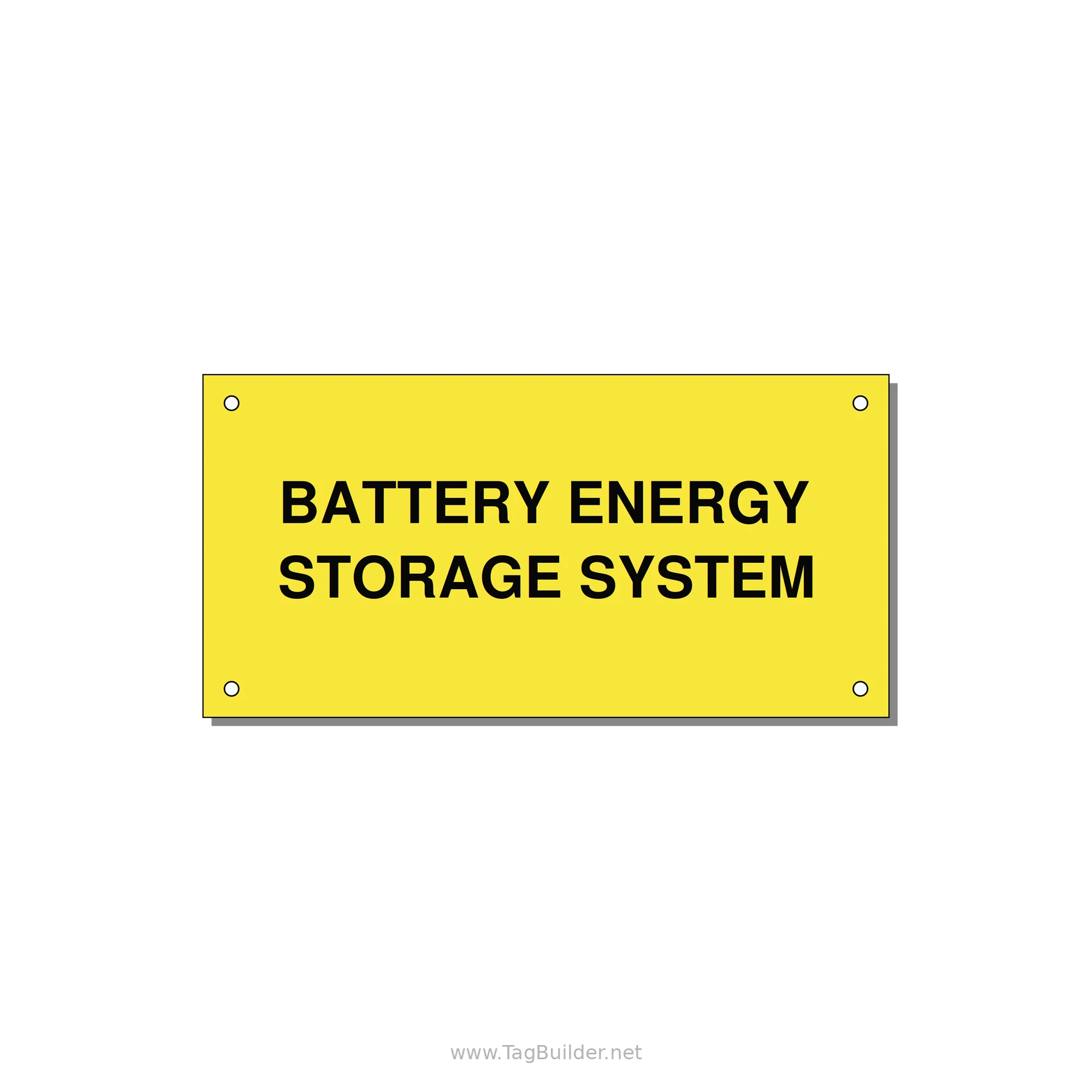 6.0x3.0" Safety Label - BATTERY ENERGY STORAGE SY — 6x3" Black on Yellow, Holes