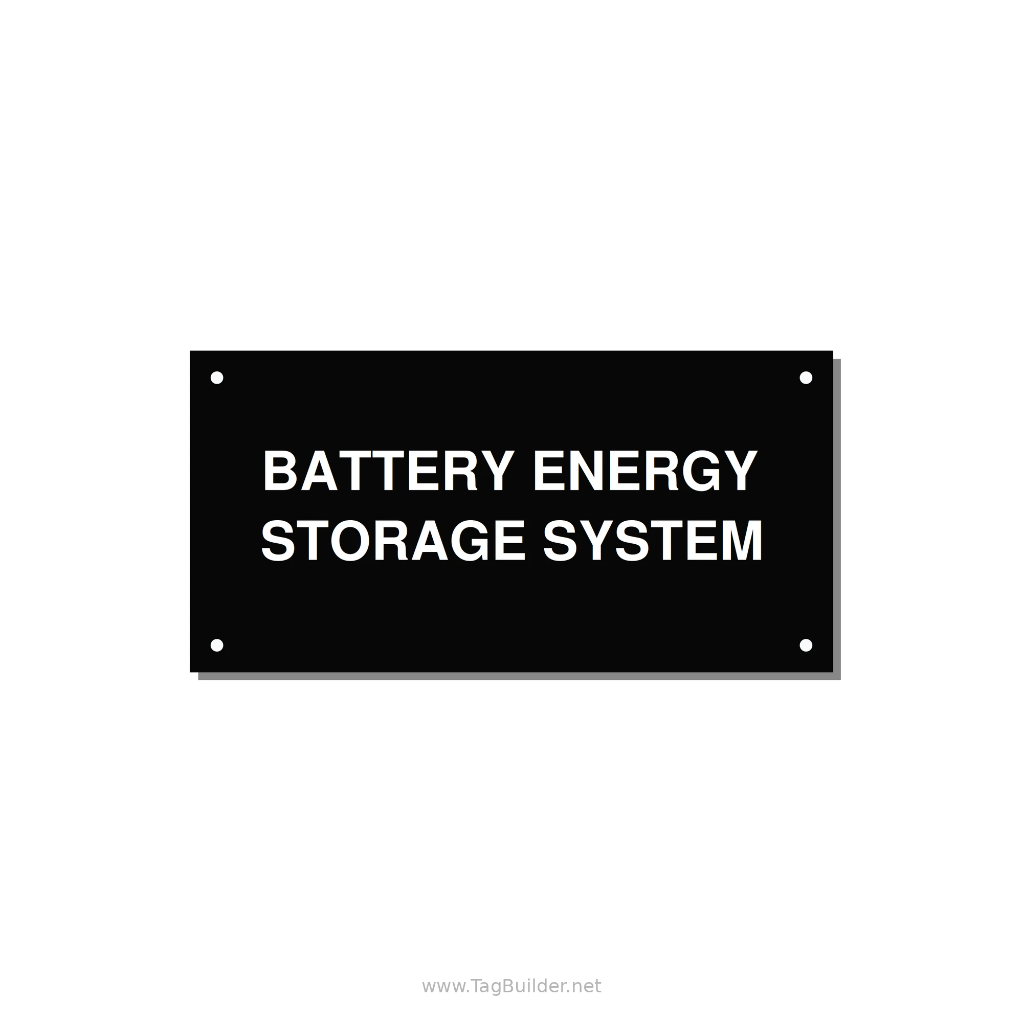 6.0x3.0" Safety Label - BATTERY ENERGY STORAGE SY — 6x3" White on Black, Holes