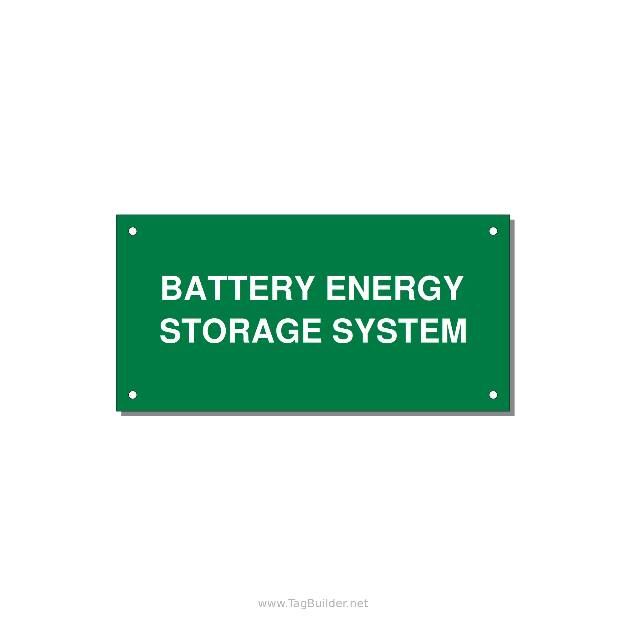6.0x3.0" Safety Label - BATTERY ENERGY STORAGE SY — 6x3" White on Green, Holes