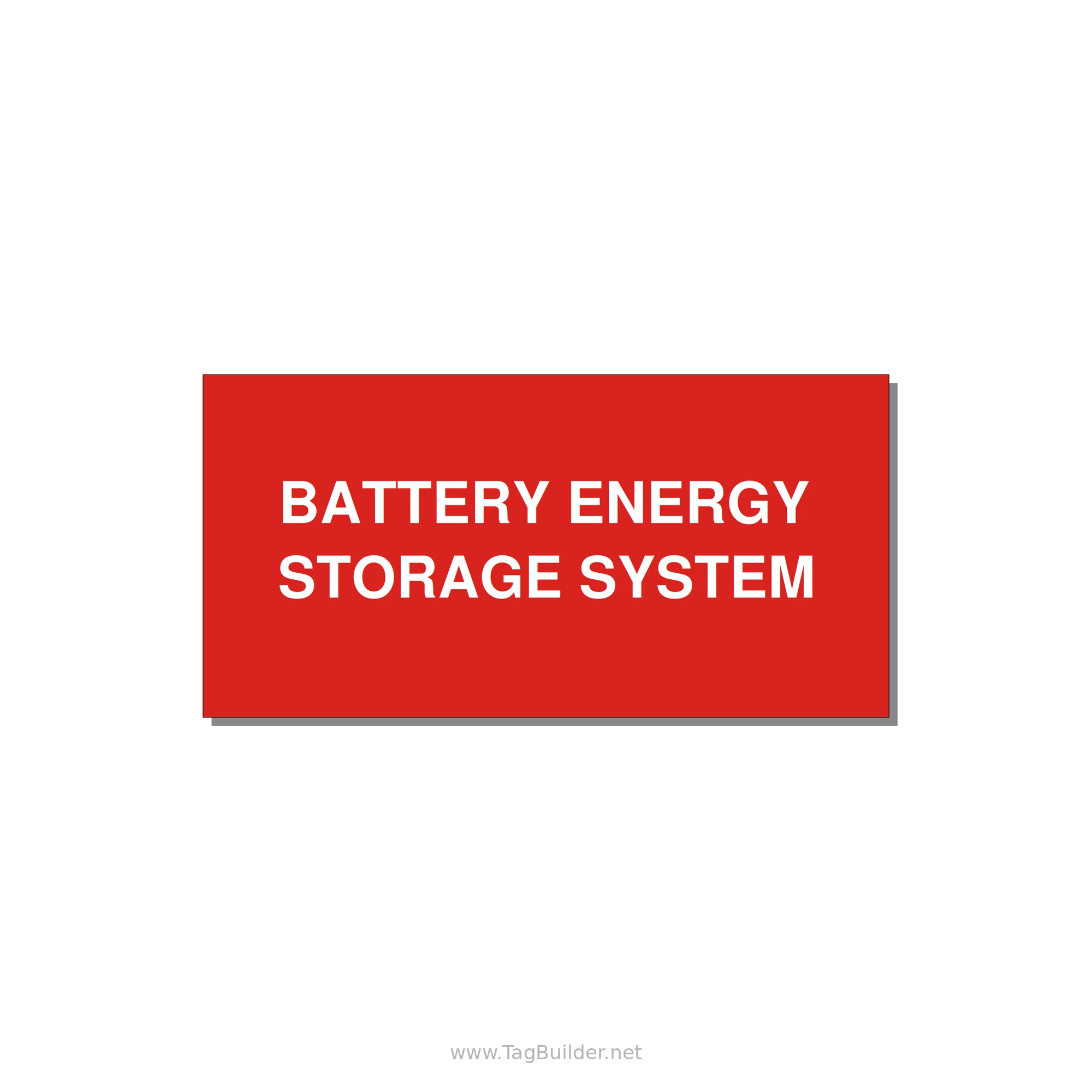 6.0x3.0" Safety Label - BATTERY ENERGY STORAGE SY — 6x3" White on Red, Adhesive