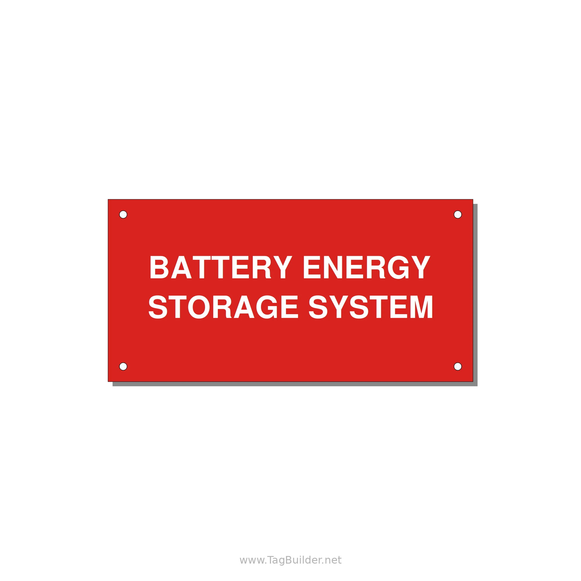 6.0x3.0" Safety Label - BATTERY ENERGY STORAGE SY — 6x3" White on Red, Holes