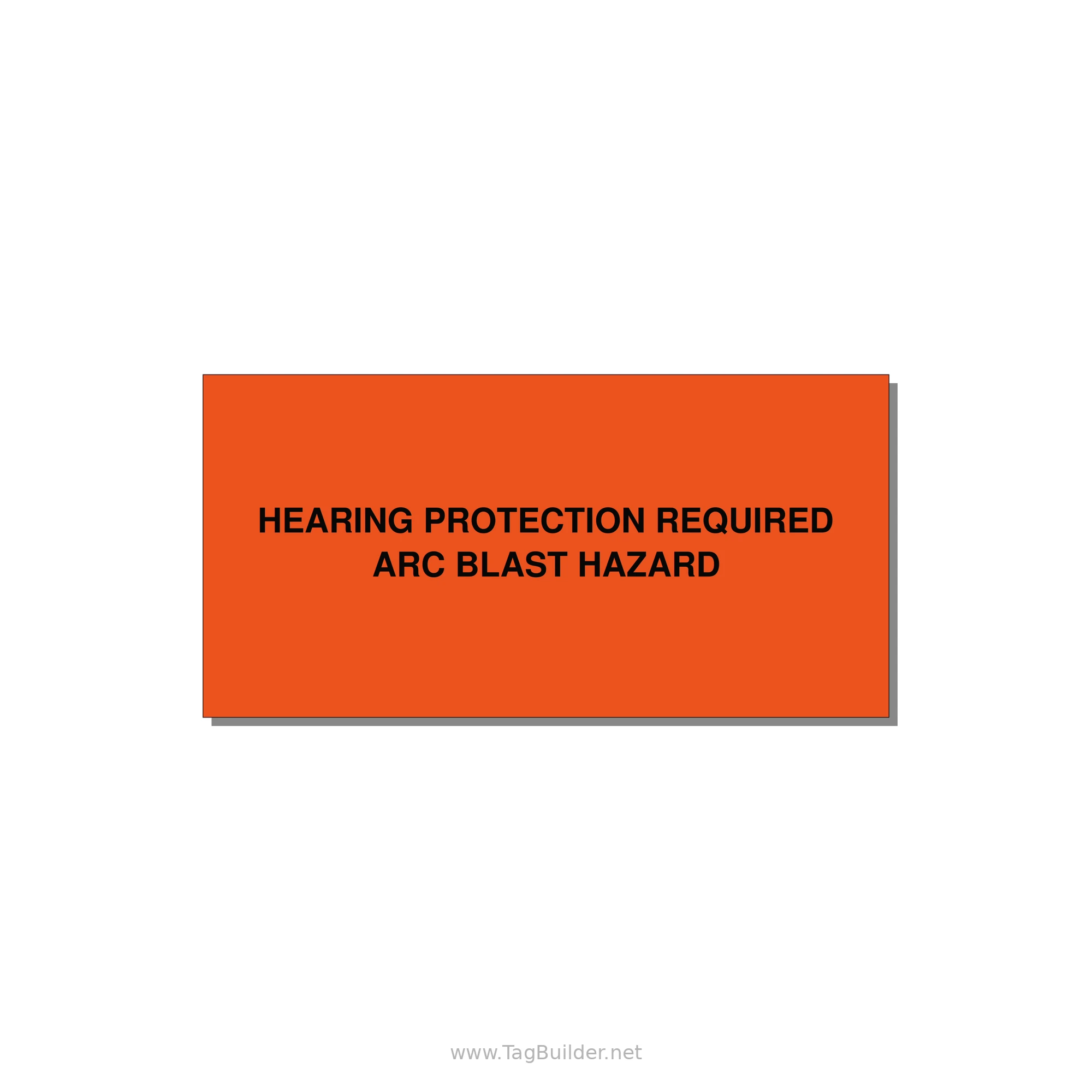 6.0x3.0" Safety Label - HEARING PROTECTION REQUIR — 6x3" Black on Orange, Adhesive
