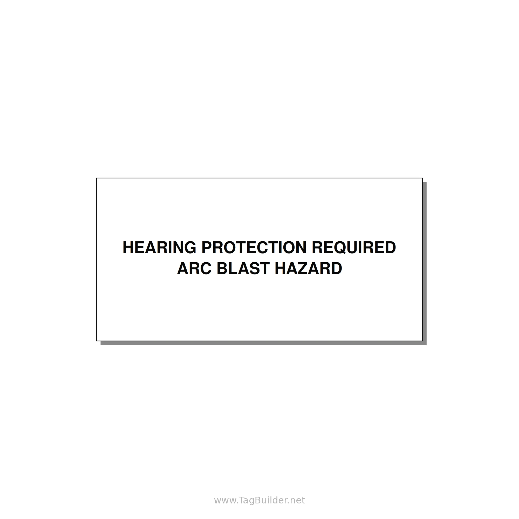 6.0x3.0" Safety Label - HEARING PROTECTION REQUIR — 6x3" Black on White, Adhesive