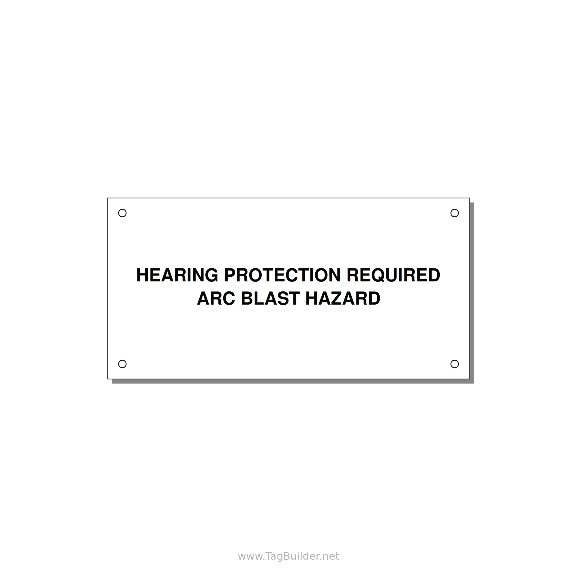 6.0x3.0" Safety Label - HEARING PROTECTION REQUIR — 6x3" Black on White, Holes