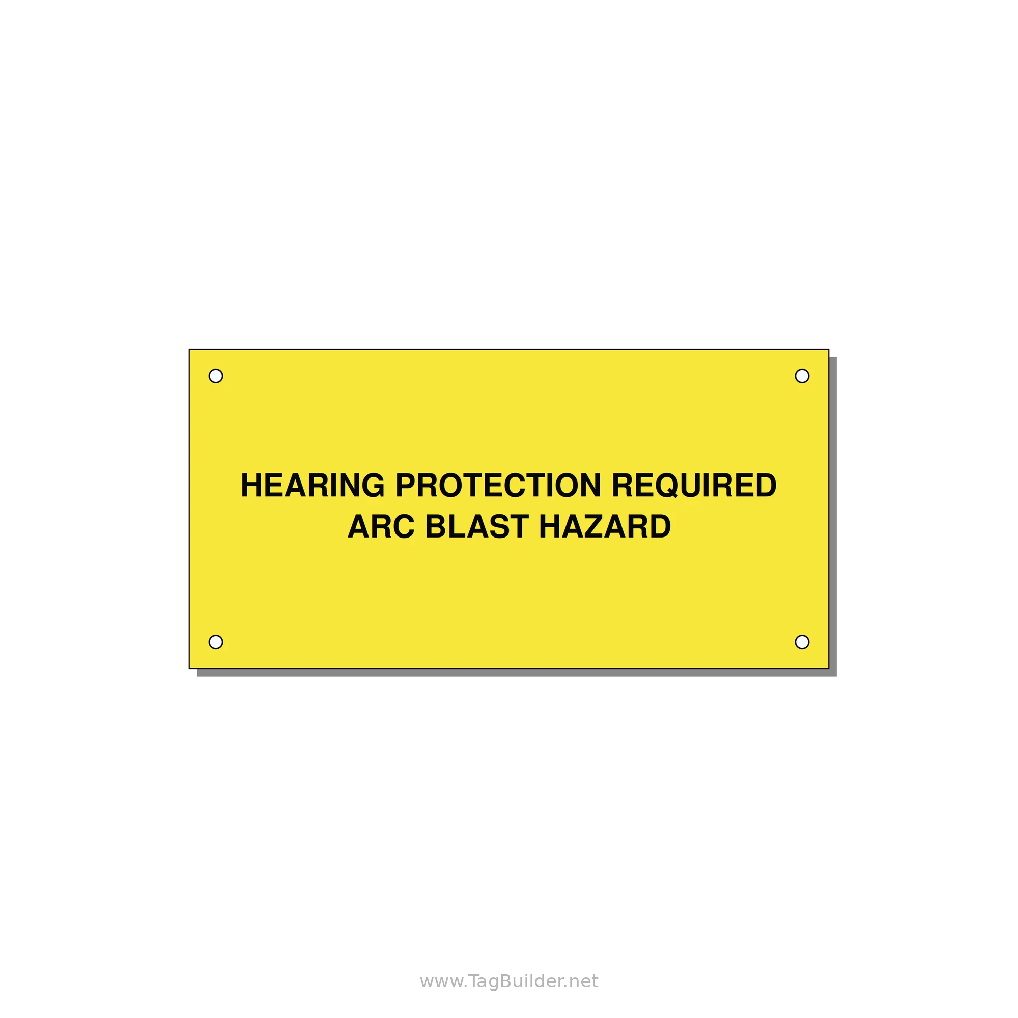 6.0x3.0" Safety Label - HEARING PROTECTION REQUIR — 6x3" Black on Yellow, Holes