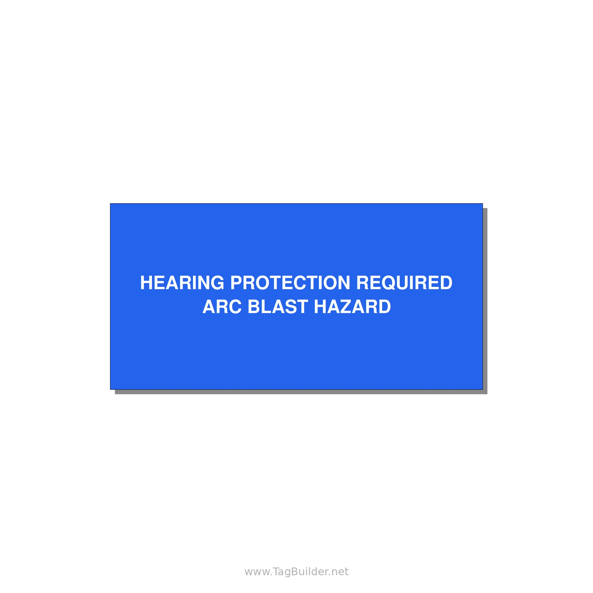 6.0x3.0" Safety Label - HEARING PROTECTION REQUIR — 6x3" White on Blue, Adhesive