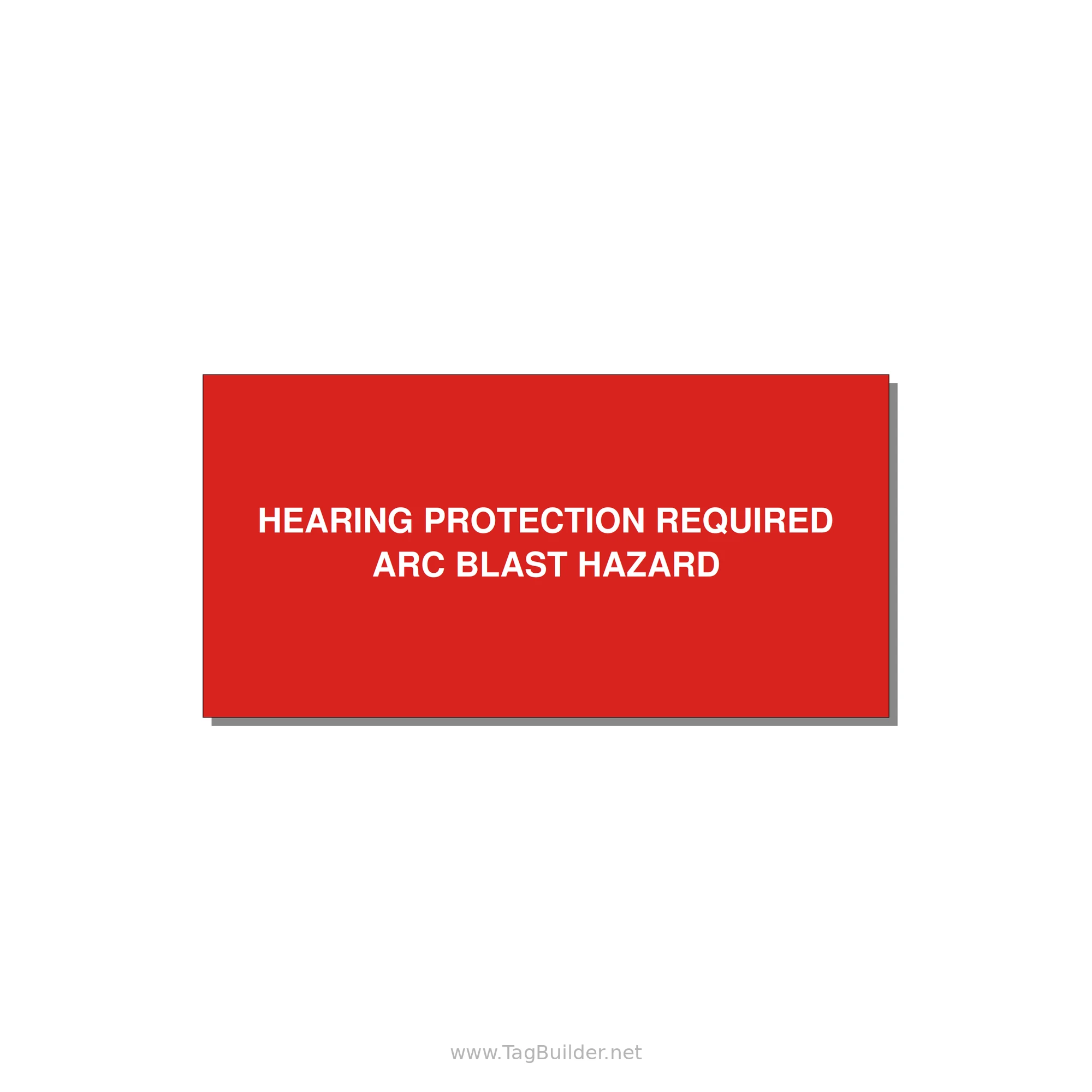 6.0x3.0" Safety Label - HEARING PROTECTION REQUIR — 6x3" White on Red, Adhesive