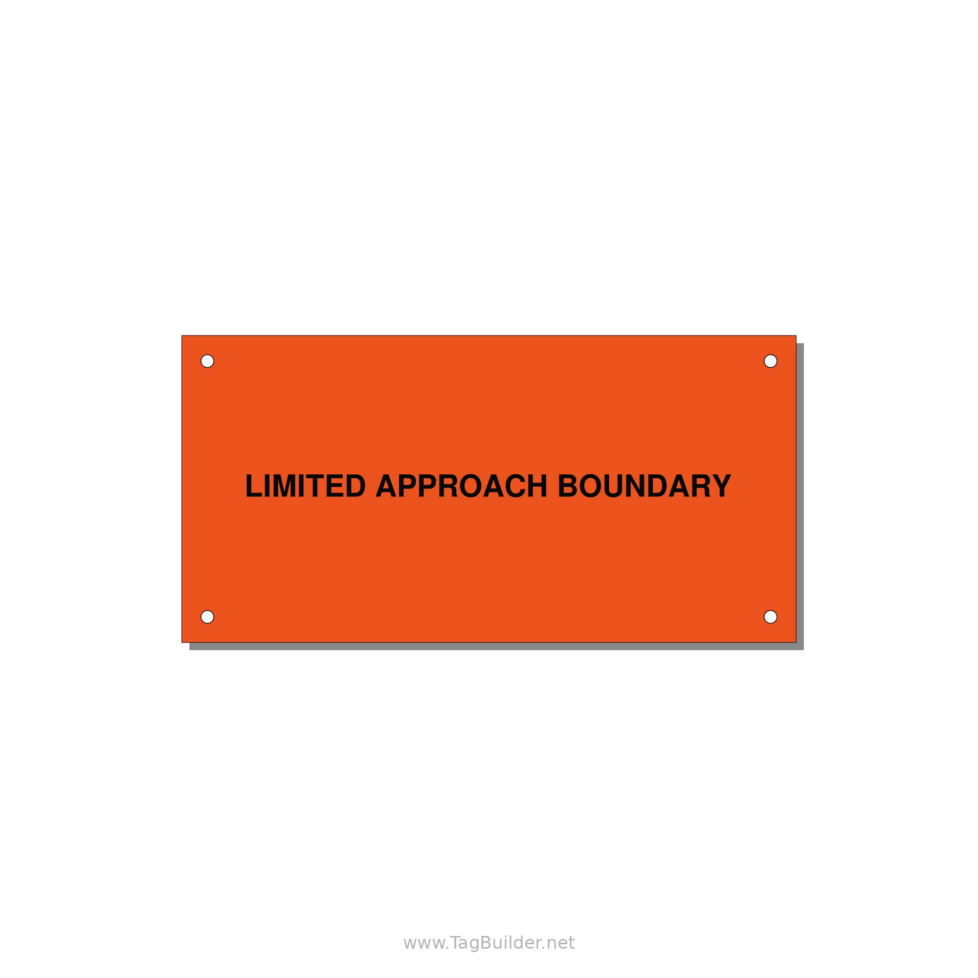 6.0x3.0" Safety Label - LIMITED APPROACH BOUNDARY — 6x3" Black on Orange, Holes