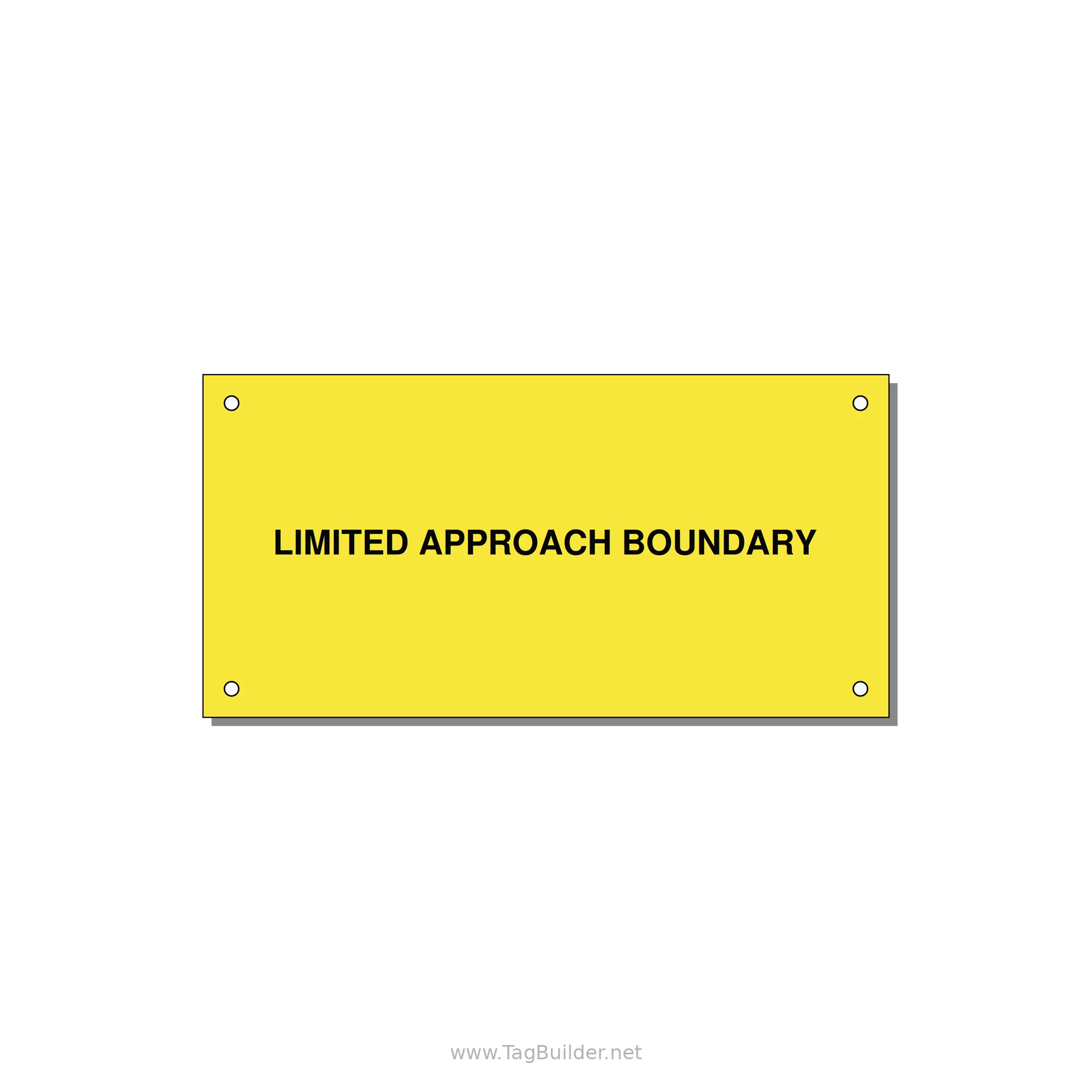 6.0x3.0" Safety Label - LIMITED APPROACH BOUNDARY — 6x3" Black on Yellow, Holes