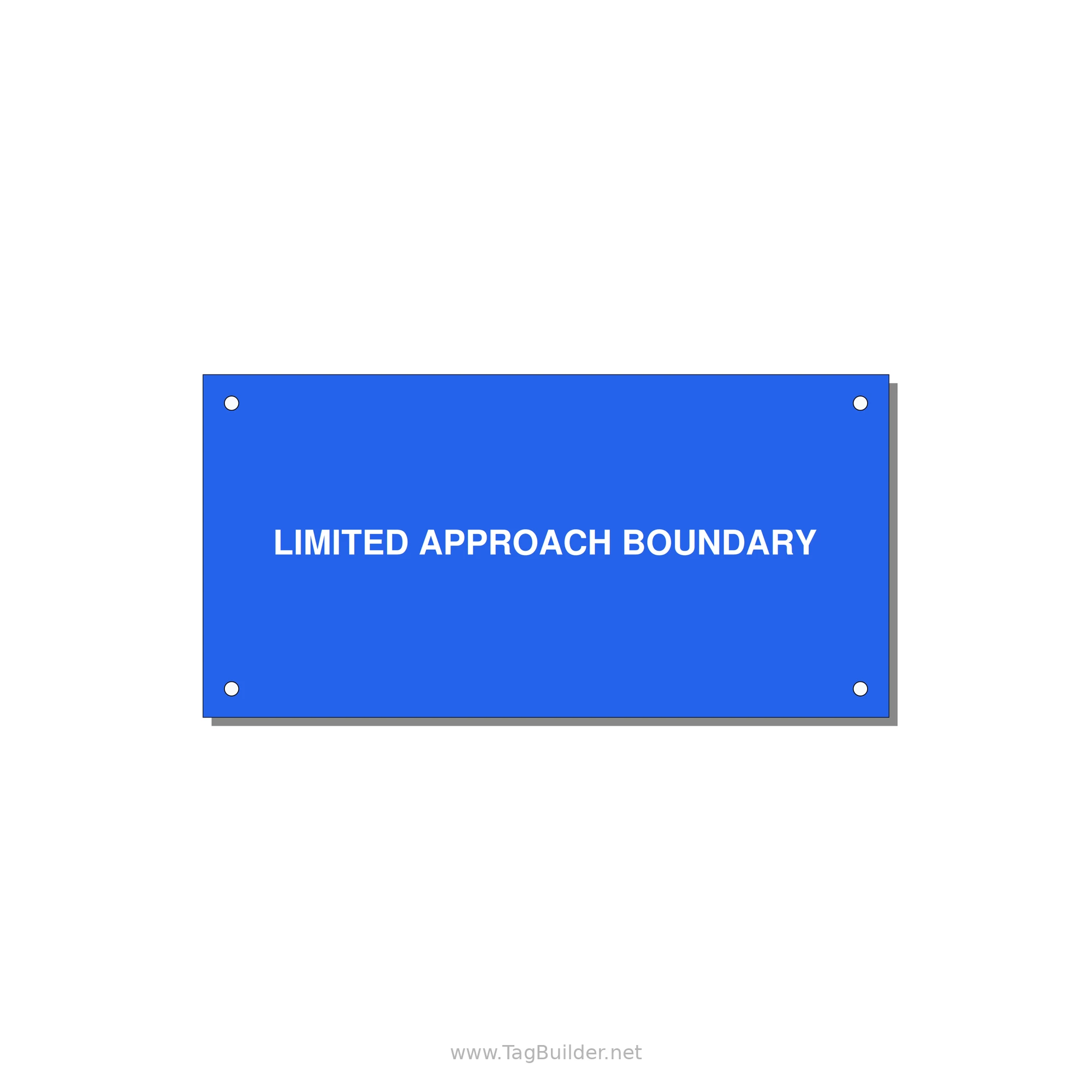 6.0x3.0" Safety Label - LIMITED APPROACH BOUNDARY — 6x3" White on Blue, Holes