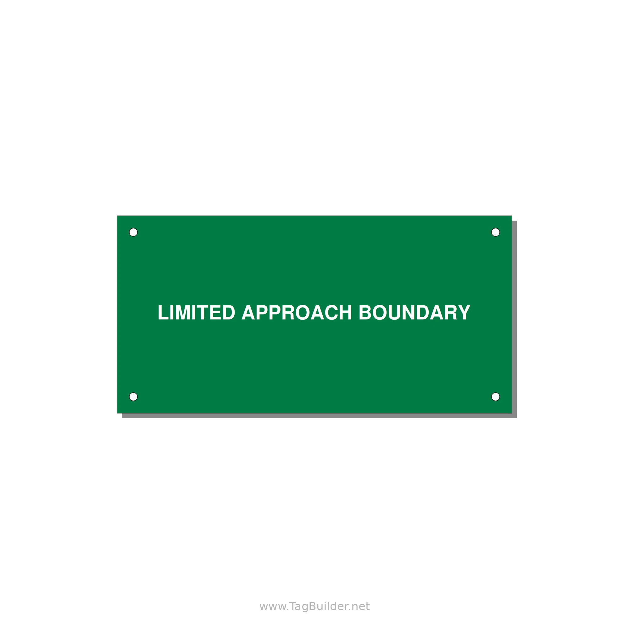6.0x3.0" Safety Label - LIMITED APPROACH BOUNDARY — 6x3" White on Green, Holes