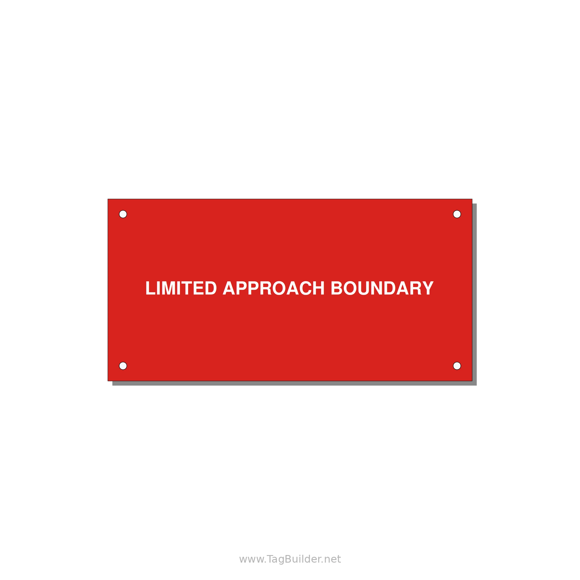 6.0x3.0" Safety Label - LIMITED APPROACH BOUNDARY — 6x3" White on Red, Holes