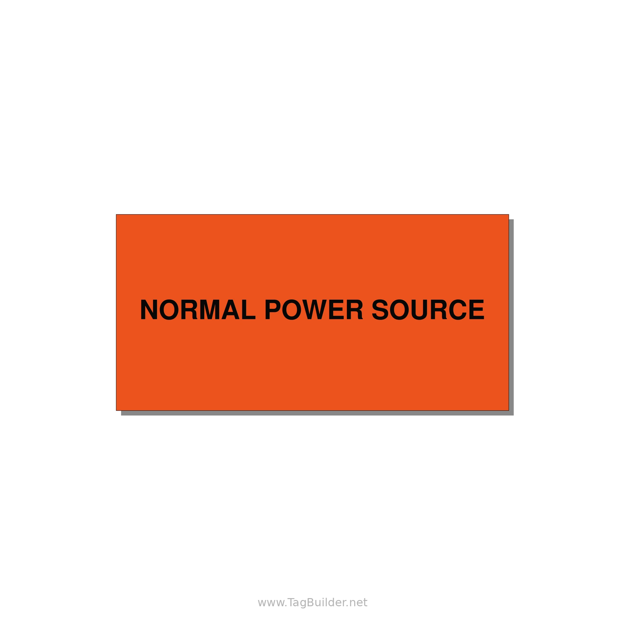 6.0x3.0" Safety Label - NORMAL POWER SOURCE — 6x3" Black on Orange, Adhesive