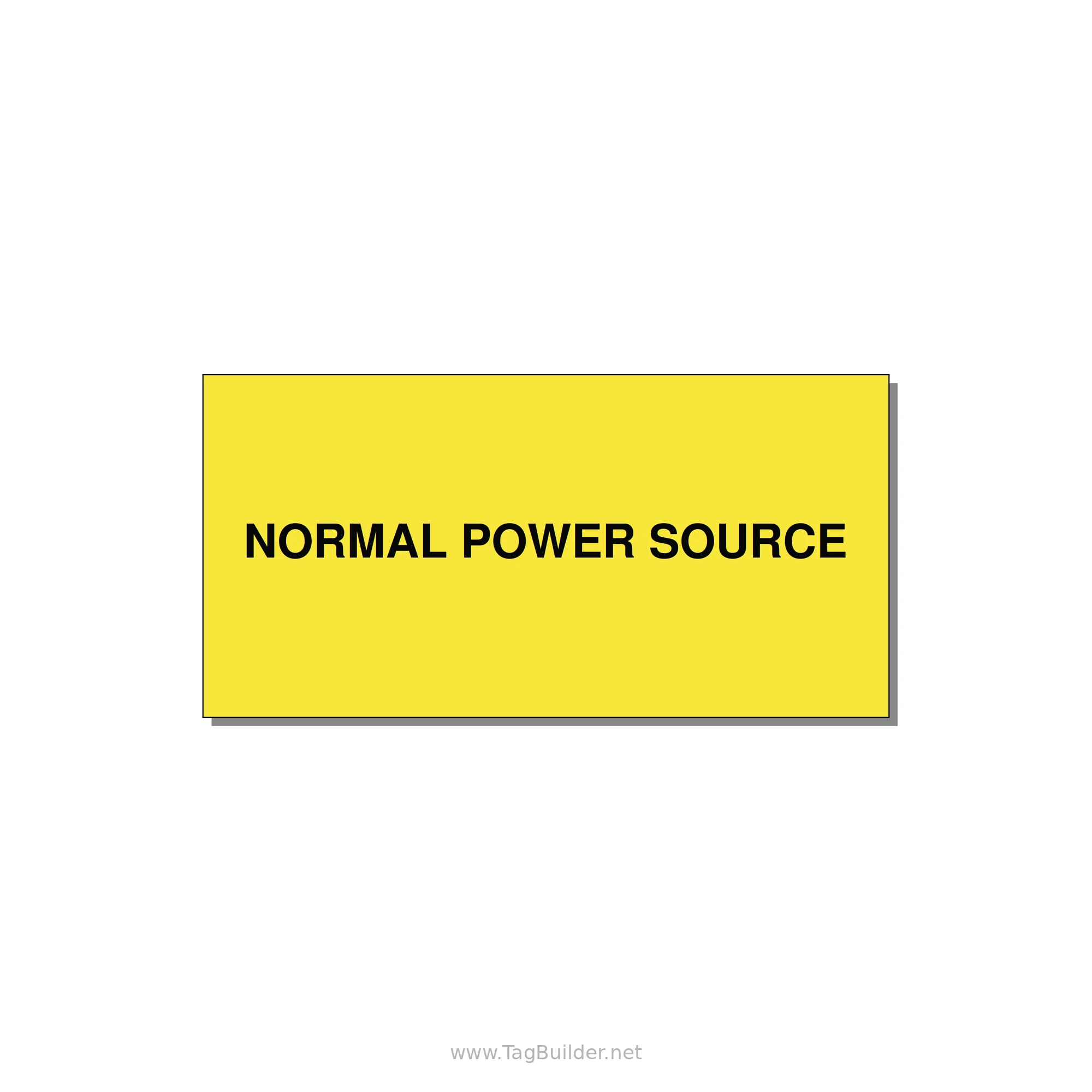 6.0x3.0" Safety Label - NORMAL POWER SOURCE — 6x3" Black on Yellow, Adhesive