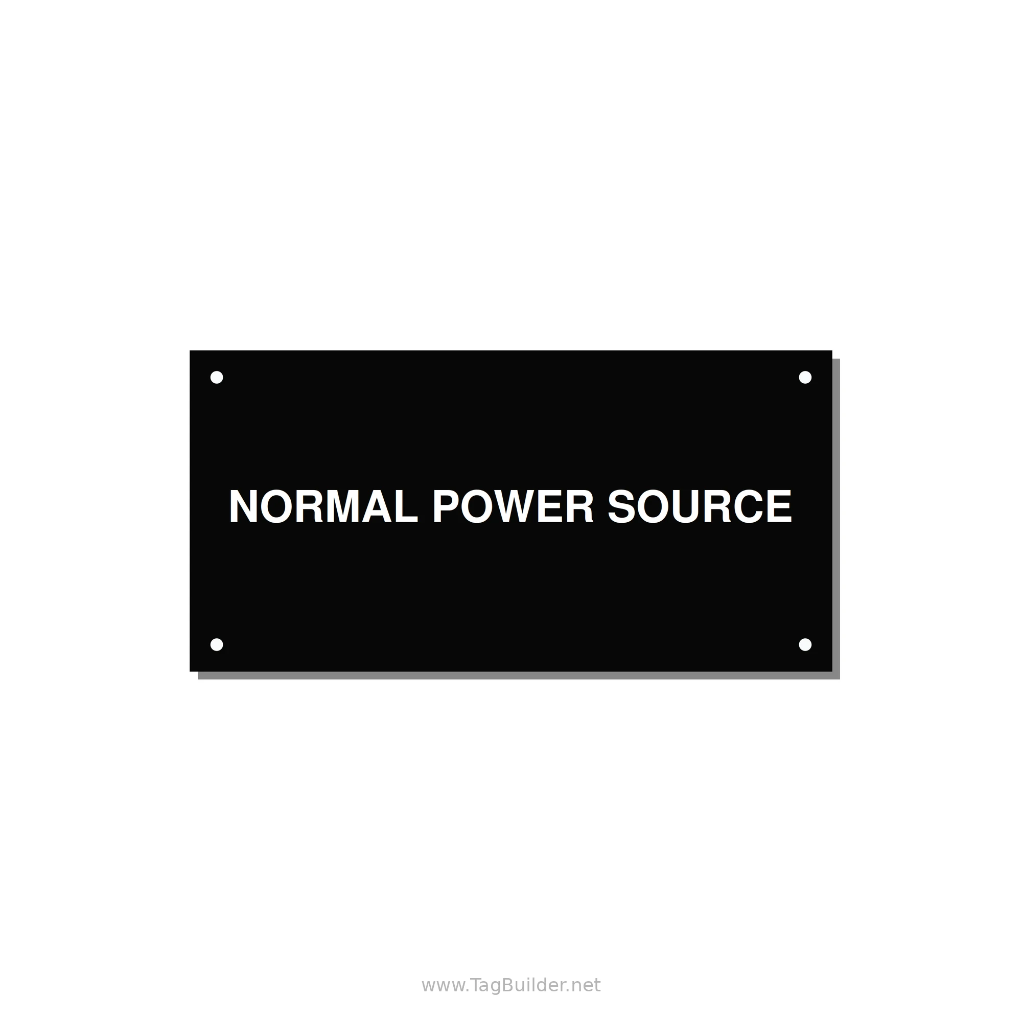 6.0x3.0" Safety Label - NORMAL POWER SOURCE — 6x3" White on Black, Holes
