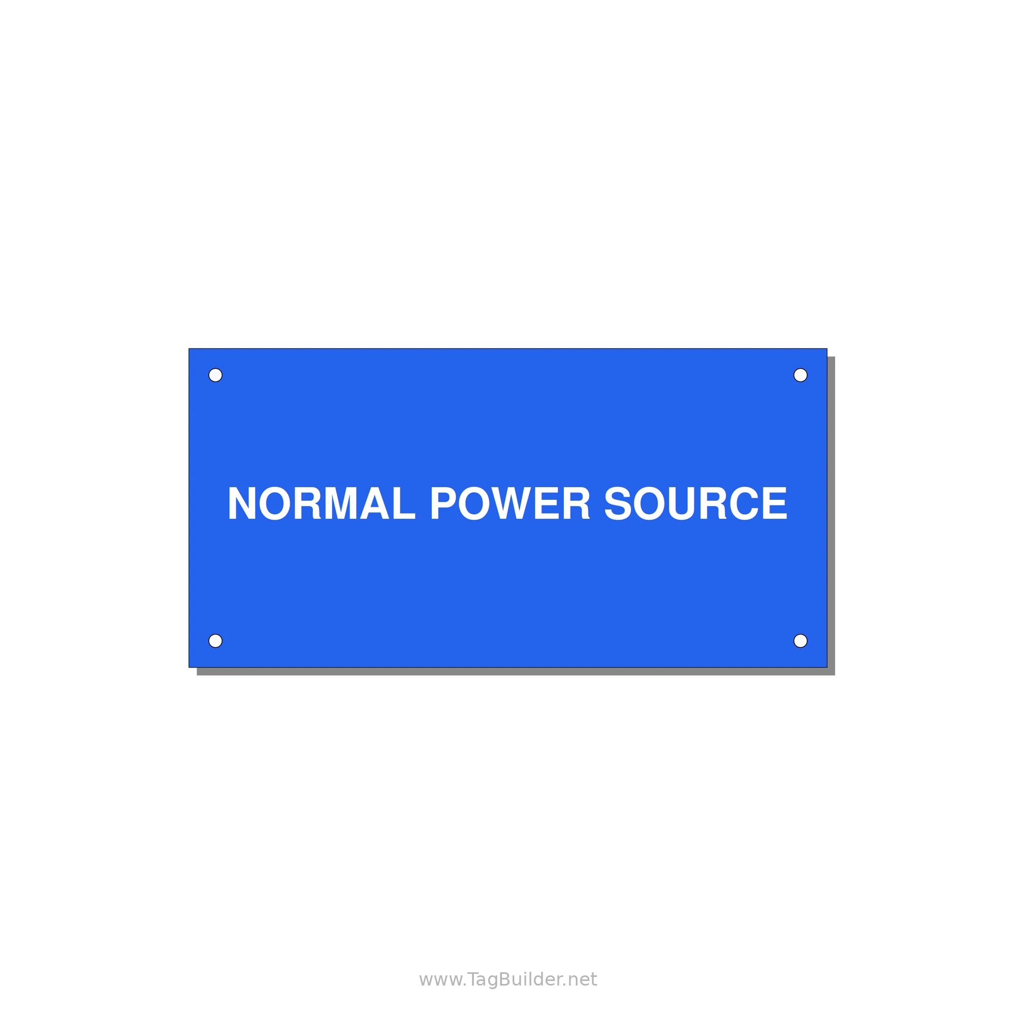 6.0x3.0" Safety Label - NORMAL POWER SOURCE — 6x3" White on Blue, Holes