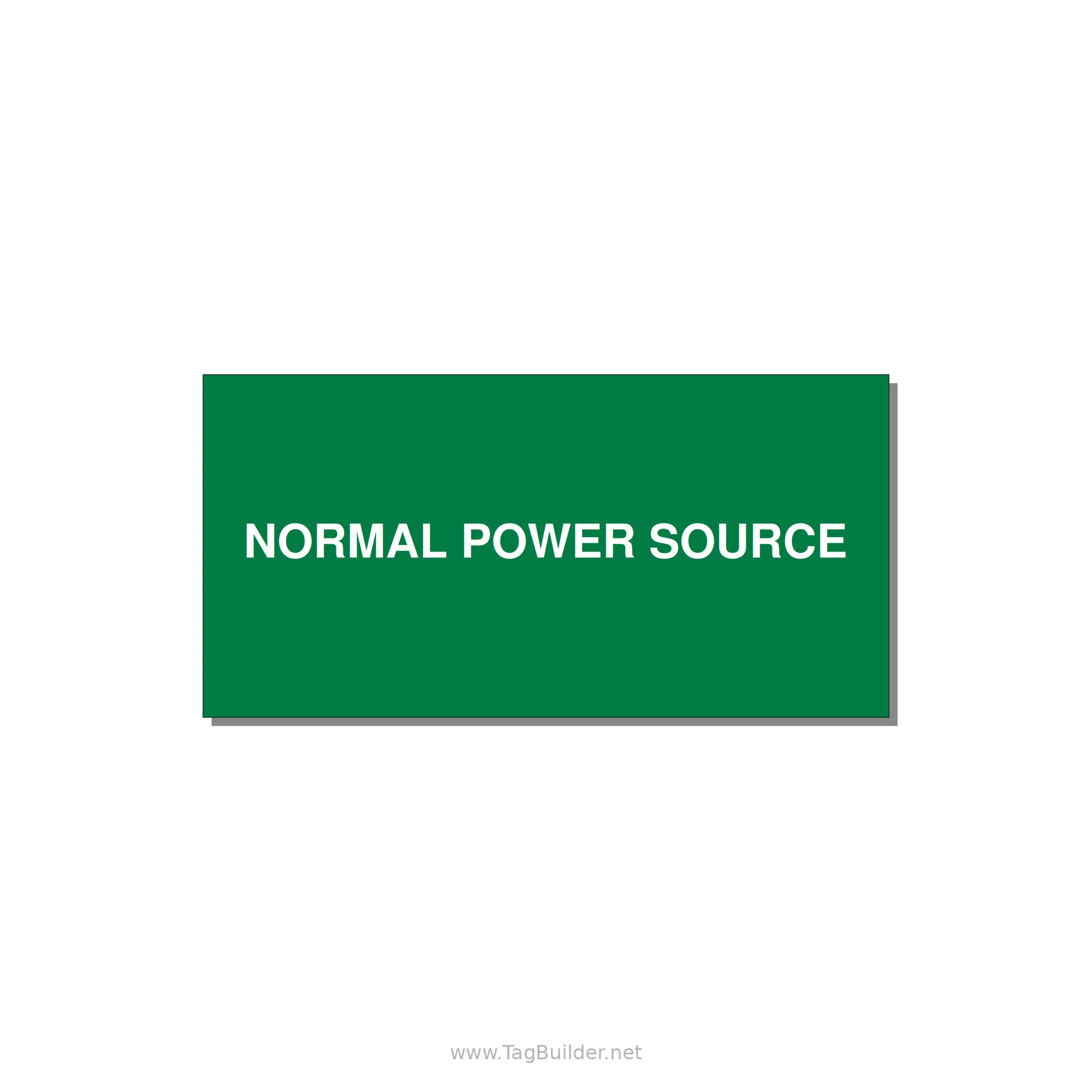 6.0x3.0" Safety Label - NORMAL POWER SOURCE — 6x3" White on Green, Adhesive