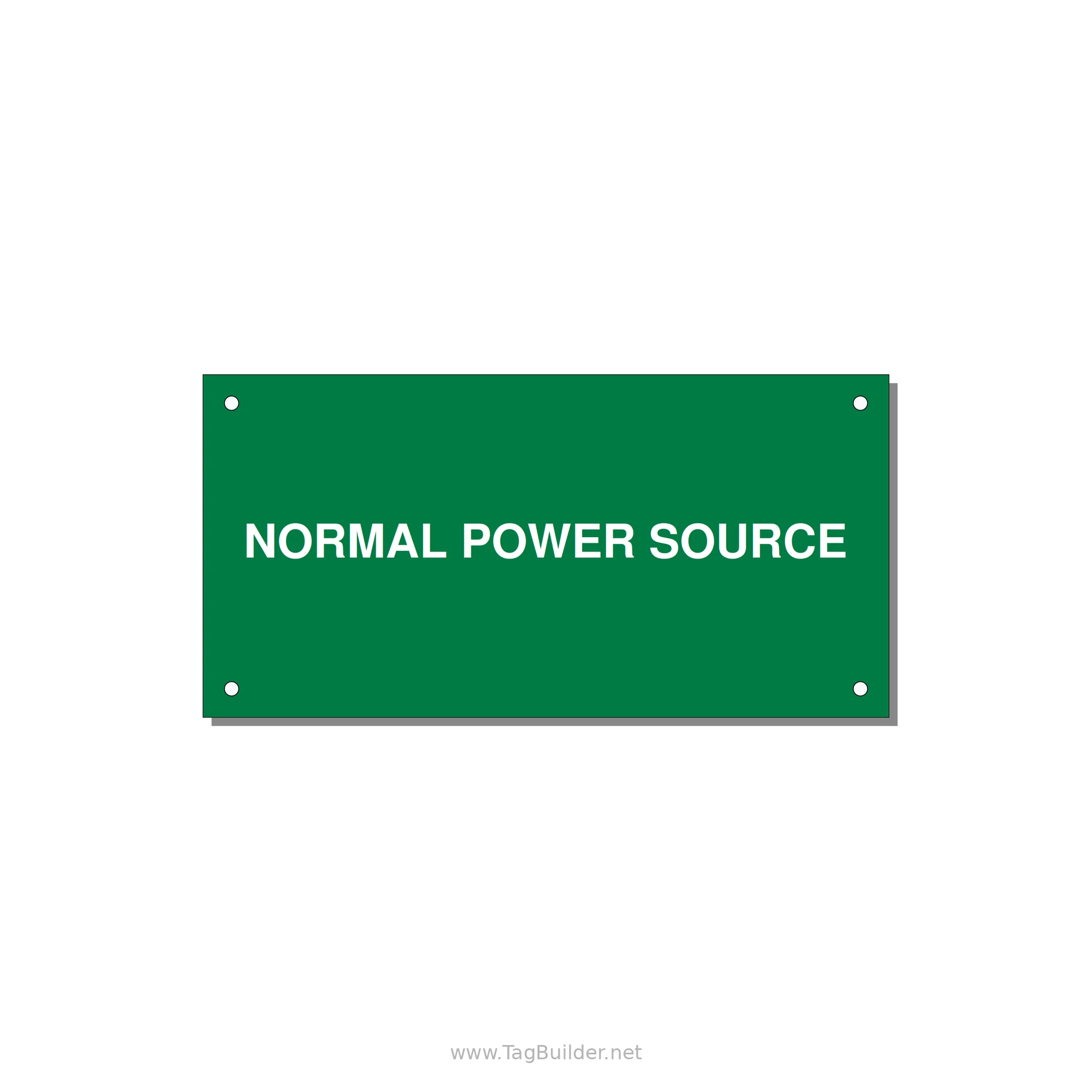6.0x3.0" Safety Label - NORMAL POWER SOURCE — 6x3" White on Green, Holes