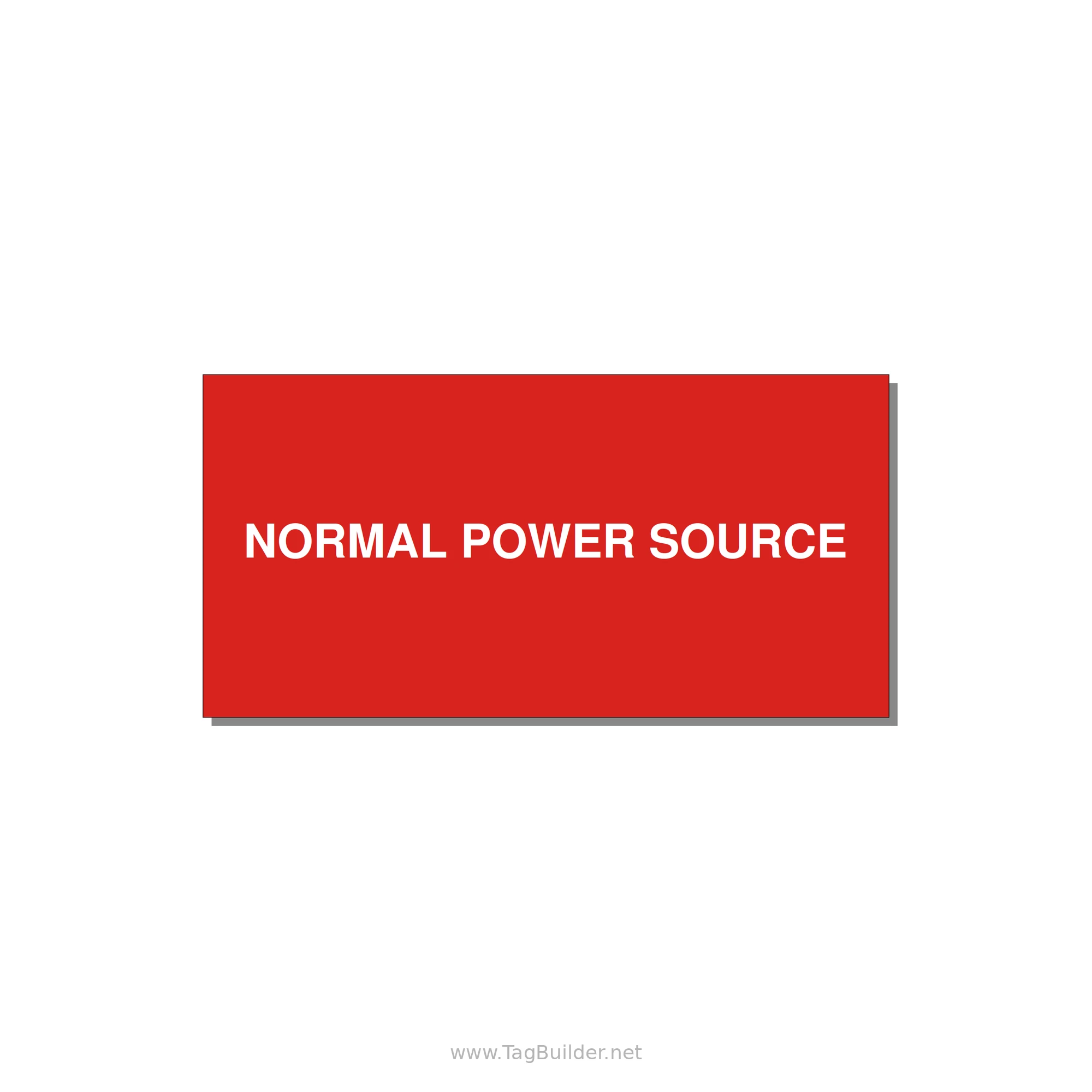 6.0x3.0" Safety Label - NORMAL POWER SOURCE — 6x3" White on Red, Adhesive