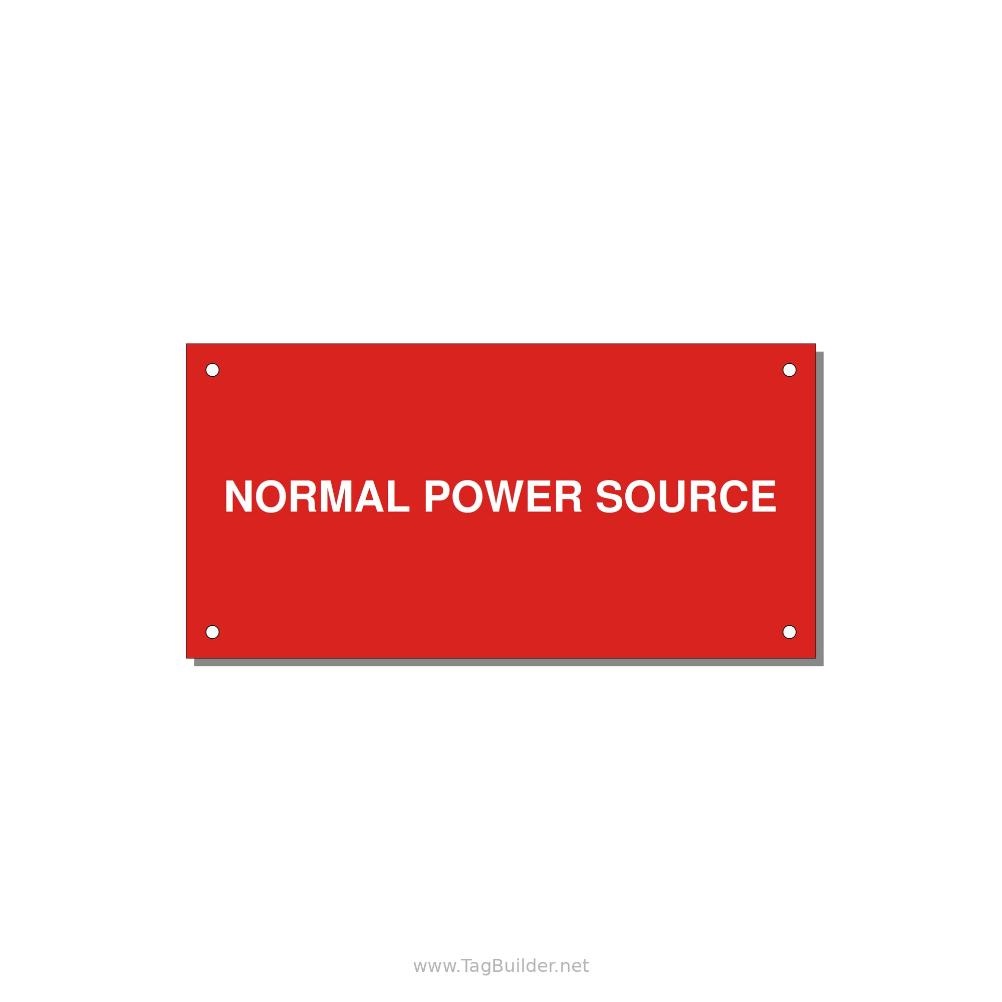 6.0x3.0" Safety Label - NORMAL POWER SOURCE — 6x3" White on Red, Holes