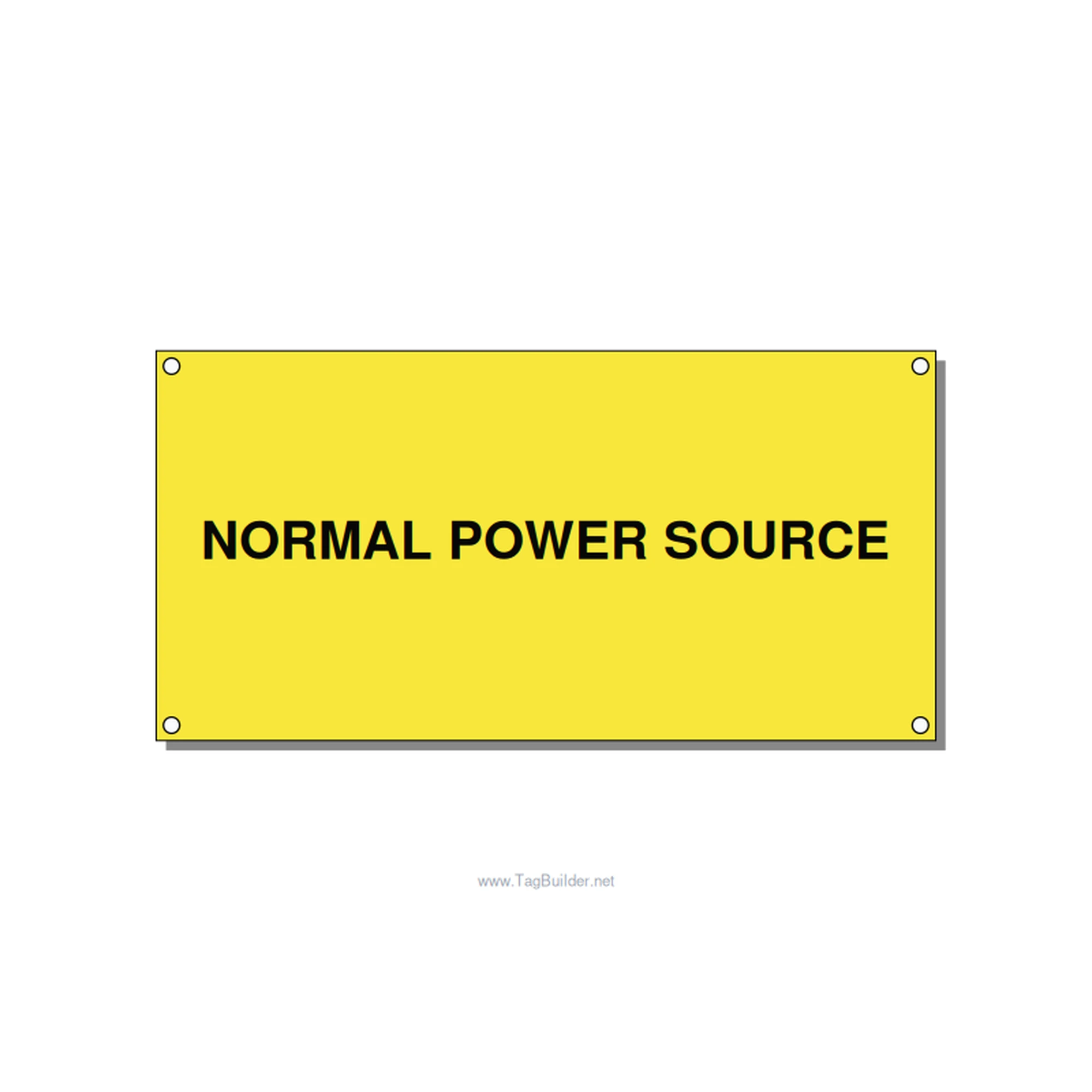 6.0x3.0" Safety Label - NORMAL POWER SOURCE, Black/Yellow, Holes