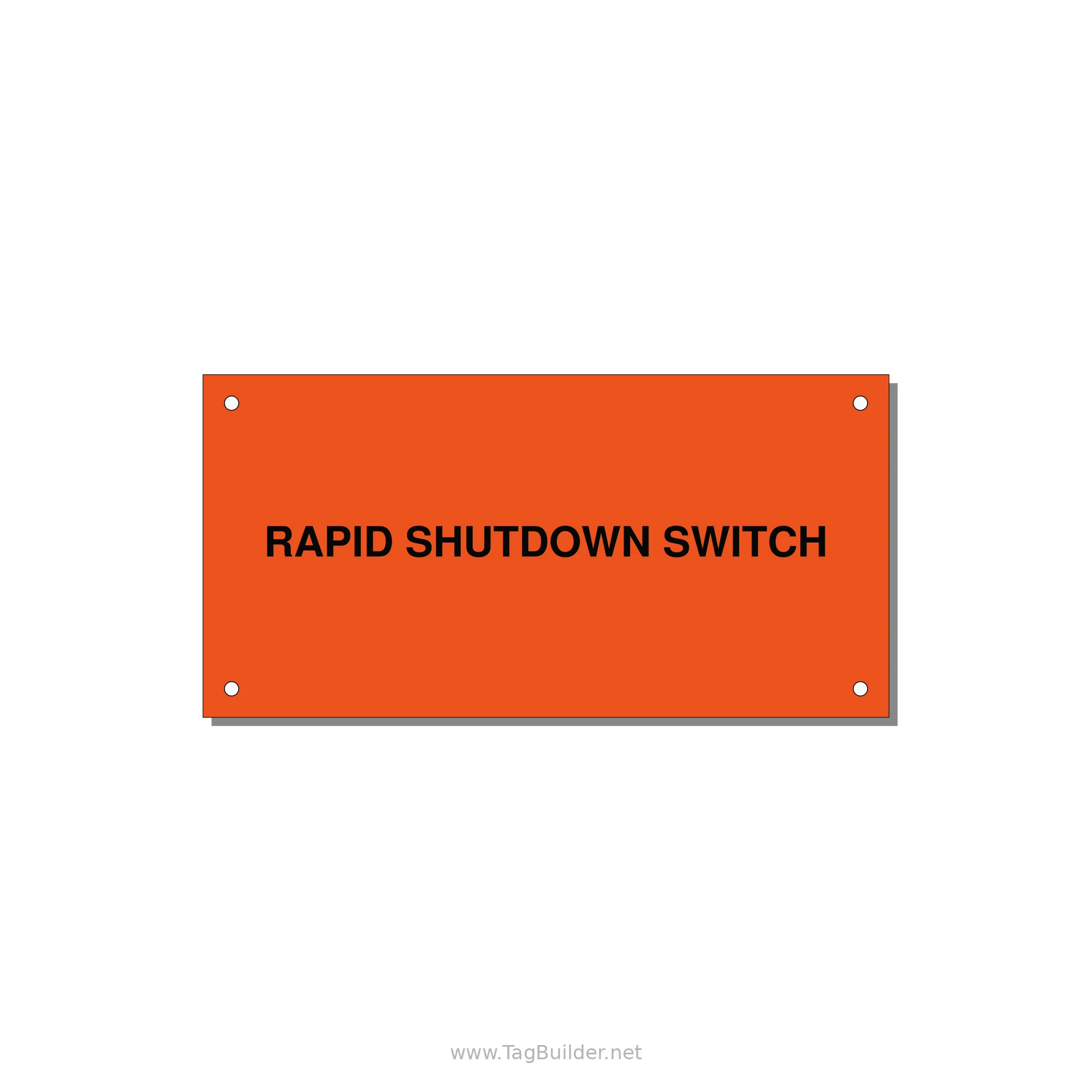 6.0x3.0" Safety Label - RAPID SHUTDOWN SWITCH — 6x3" Black on Orange, Holes