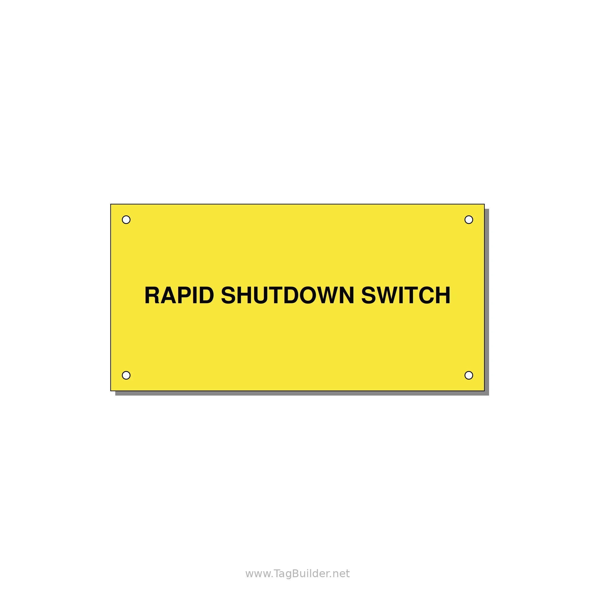 6.0x3.0" Safety Label - RAPID SHUTDOWN SWITCH — 6x3" Black on Yellow, Holes