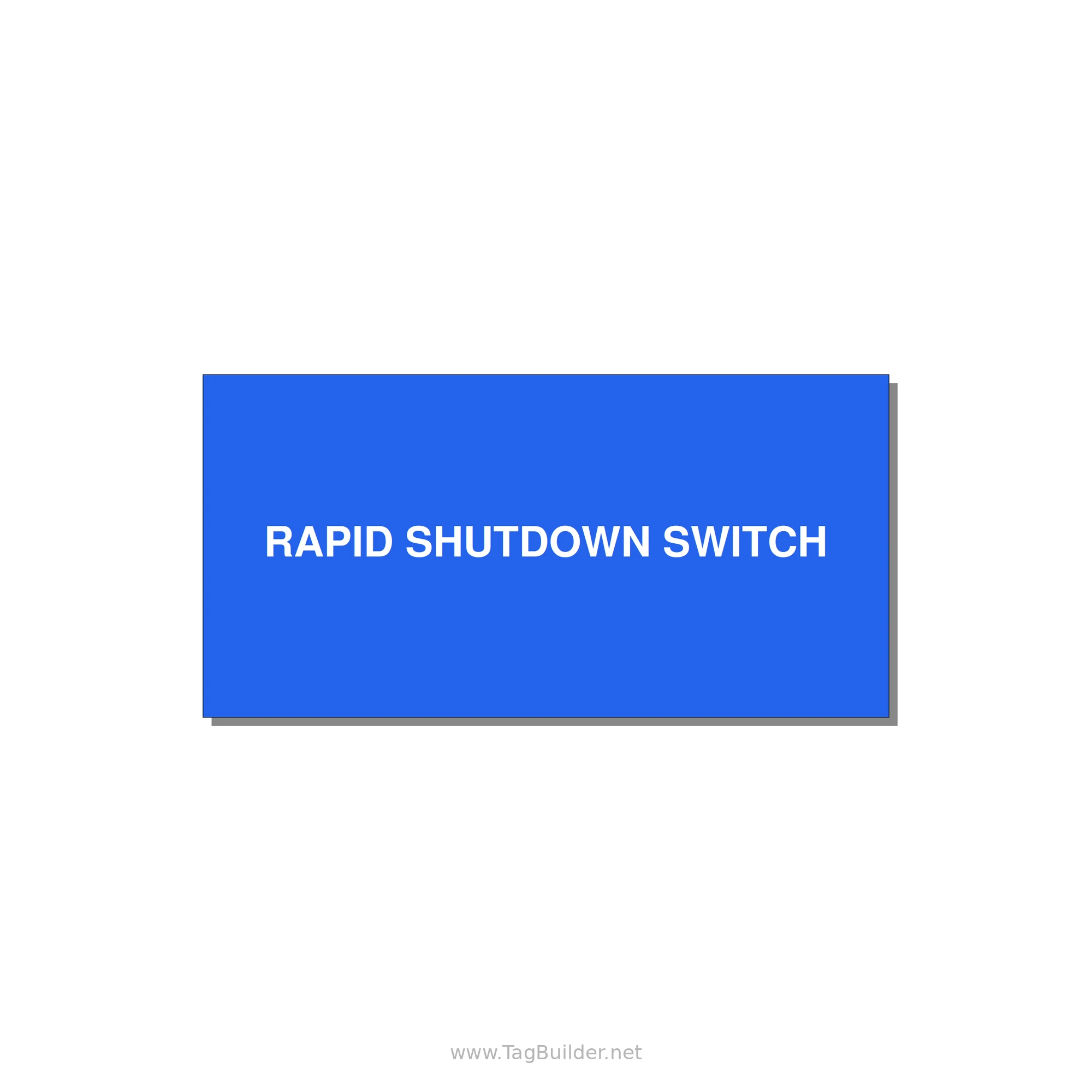 6.0x3.0" Safety Label - RAPID SHUTDOWN SWITCH — 6x3" White on Blue, Adhesive