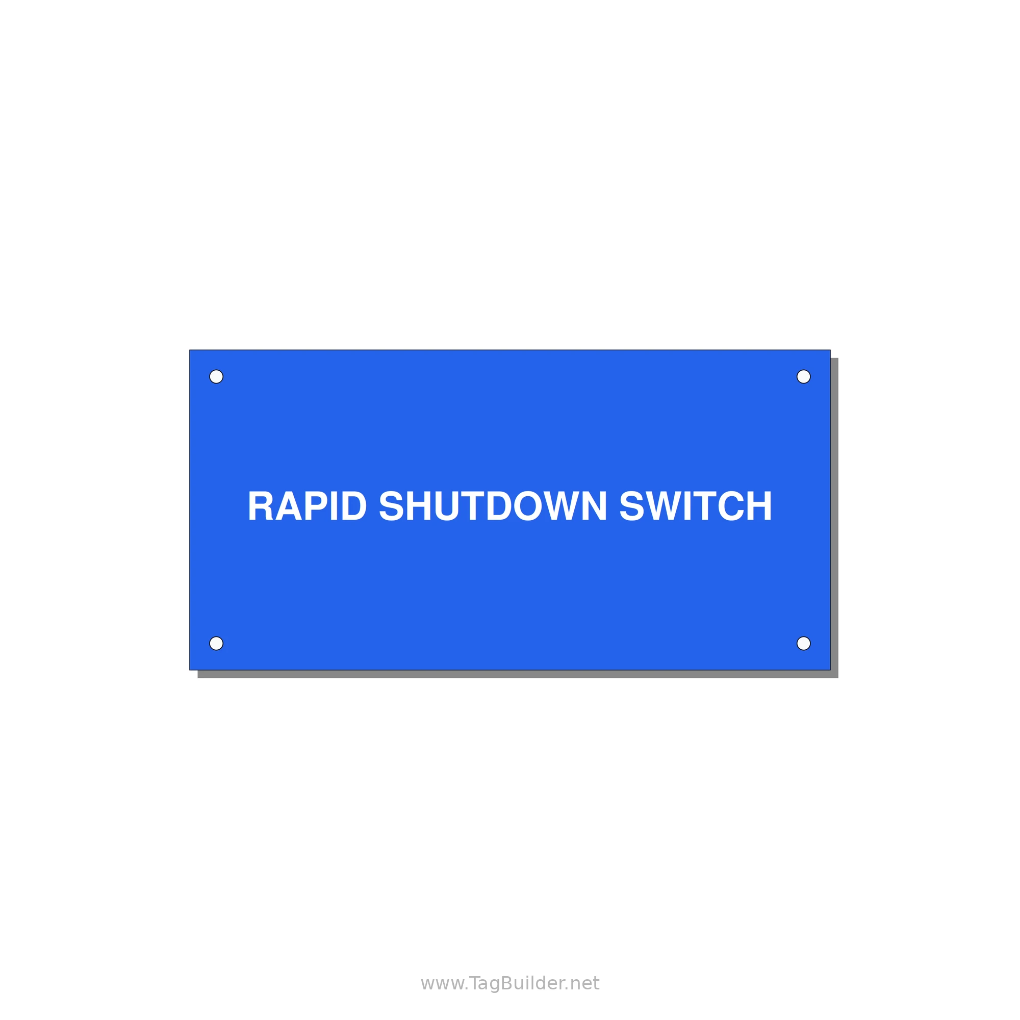 6.0x3.0" Safety Label - RAPID SHUTDOWN SWITCH — 6x3" White on Blue, Holes