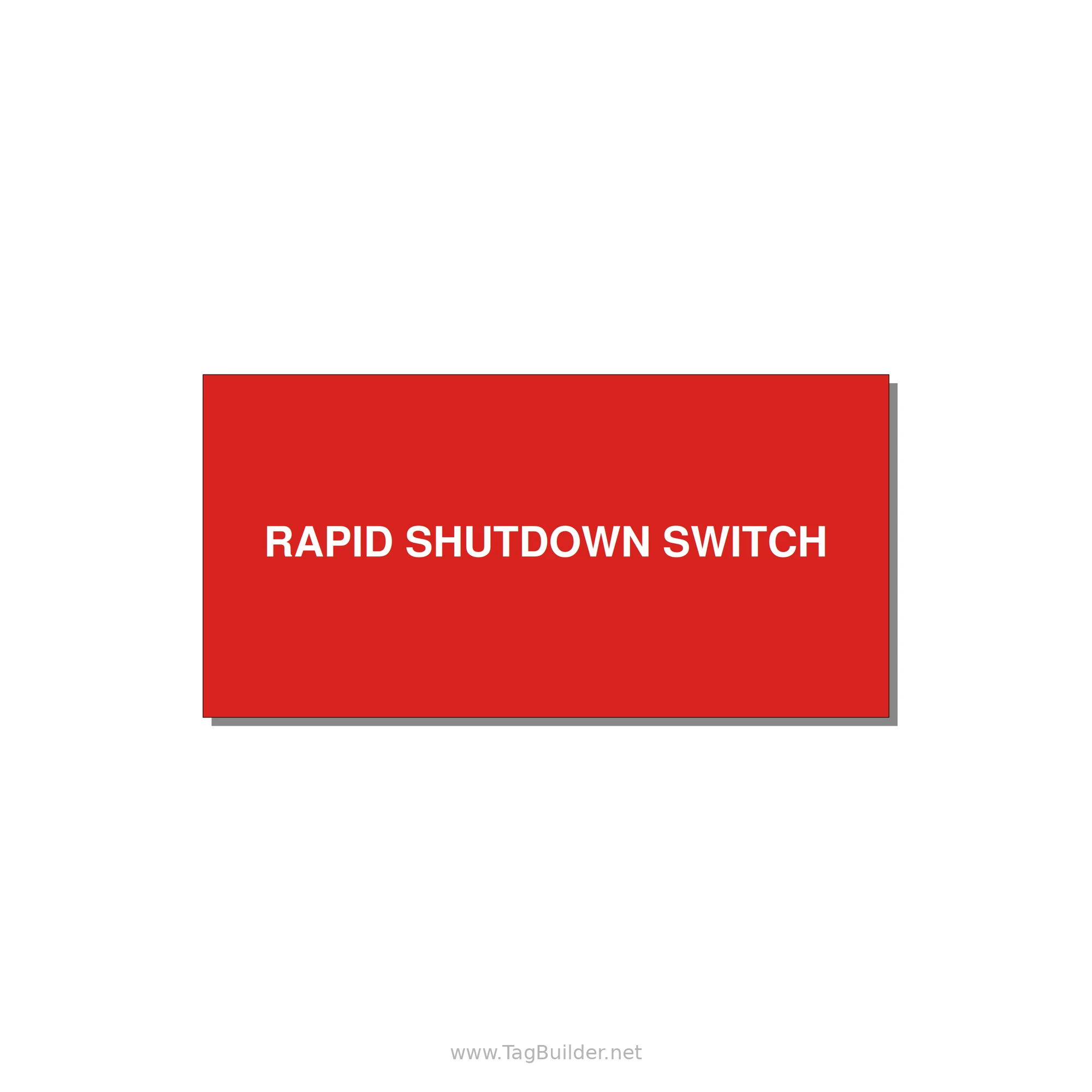 6.0x3.0" Safety Label - RAPID SHUTDOWN SWITCH — 6x3" White on Red, Adhesive