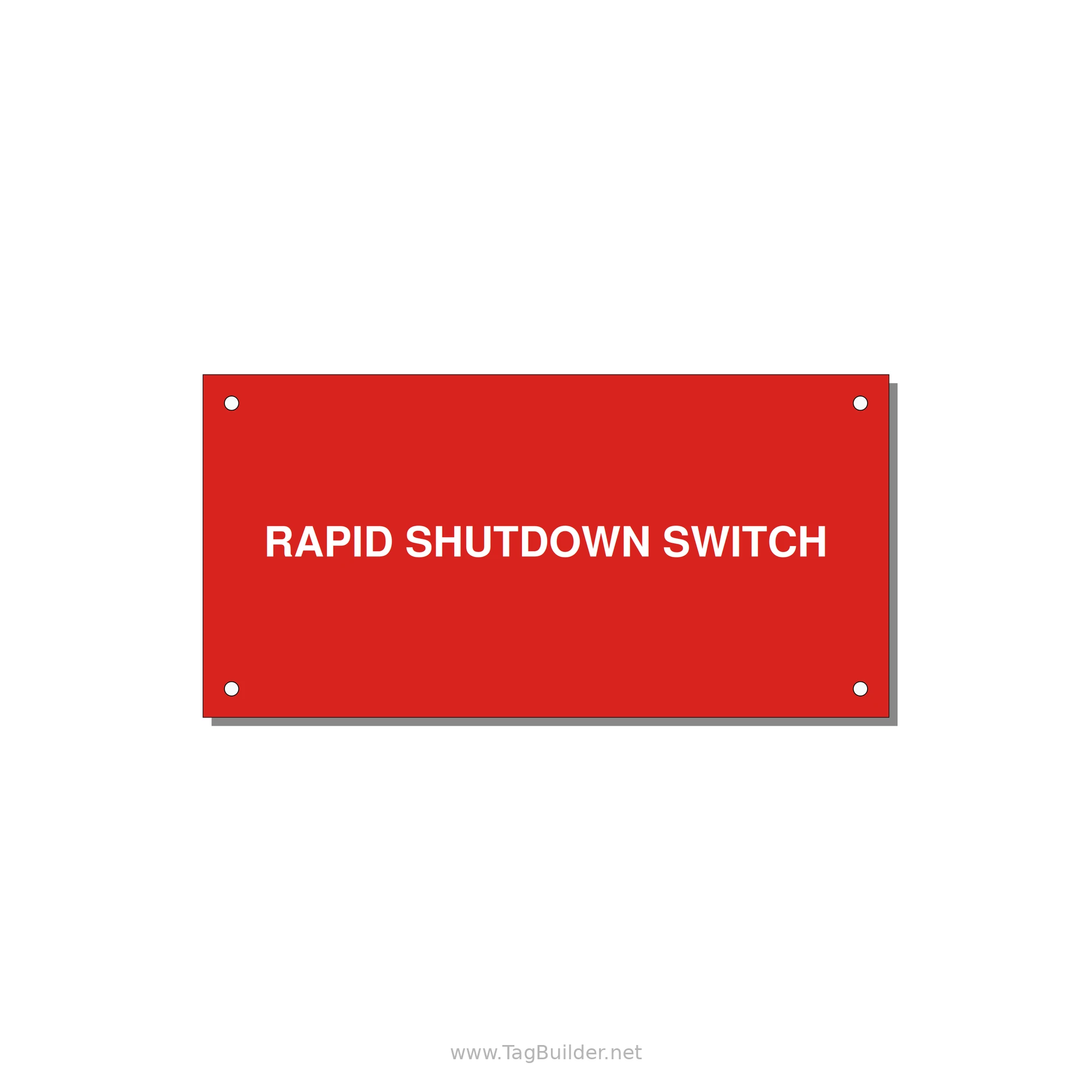 6.0x3.0" Safety Label - RAPID SHUTDOWN SWITCH — 6x3" White on Red, Holes