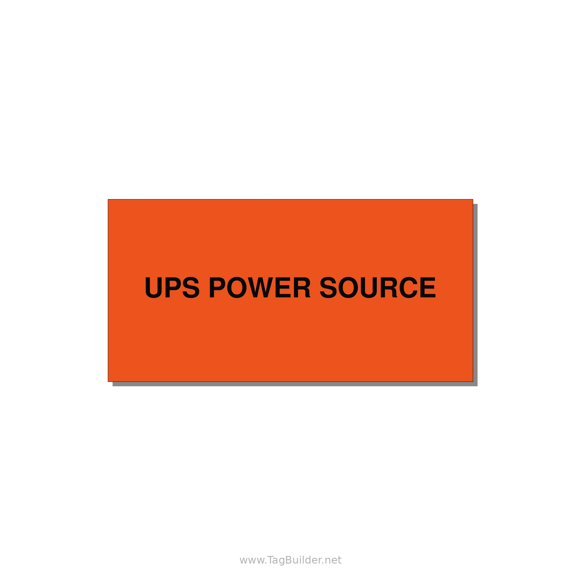 6.0x3.0" Safety Label - UPS POWER SOURCE — 6x3" Black on Orange, Adhesive