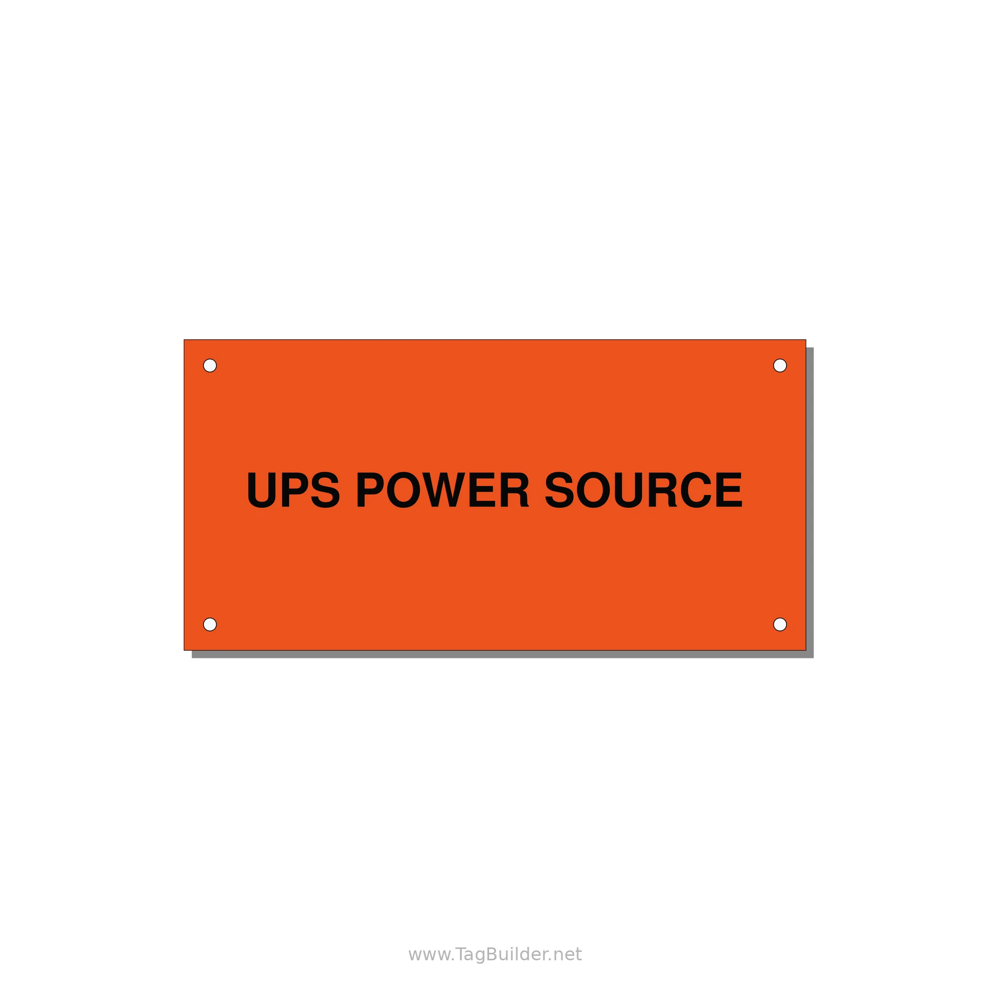 6.0x3.0" Safety Label - UPS POWER SOURCE — 6x3" Black on Orange, Holes