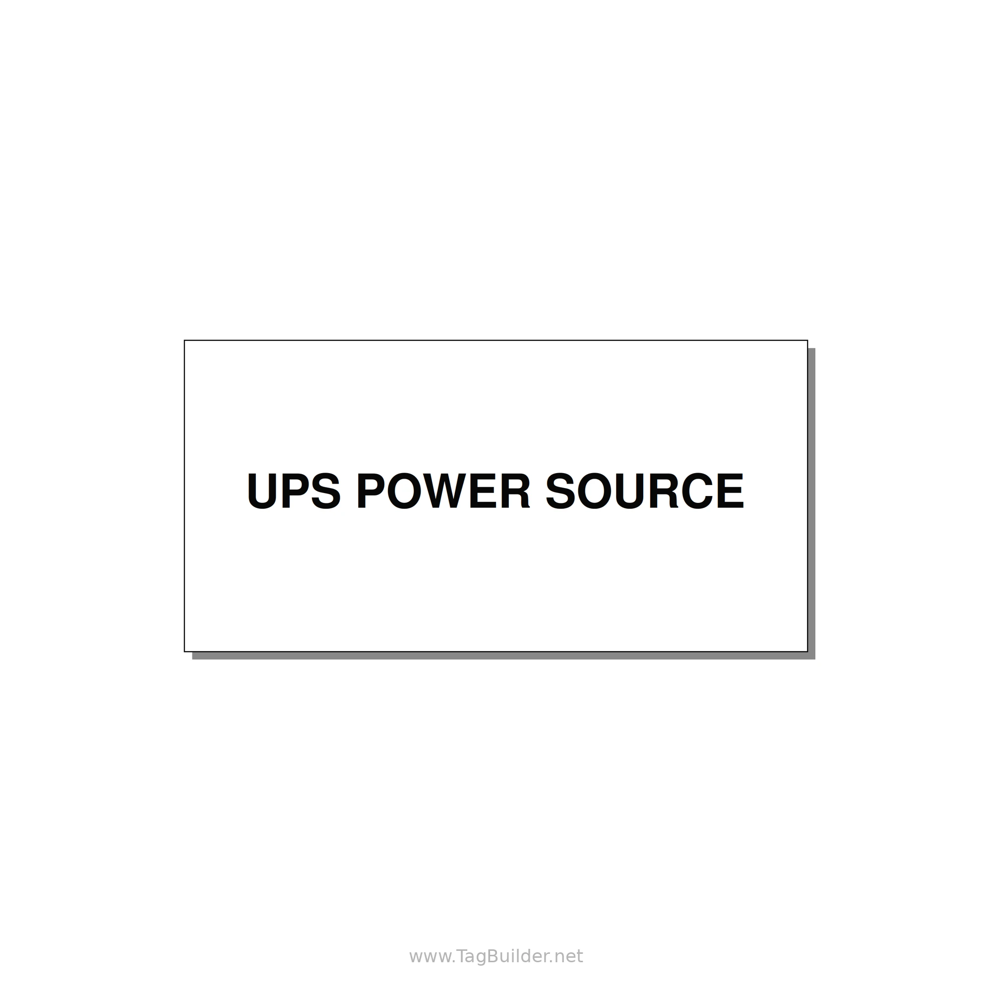 6.0x3.0" Safety Label - UPS POWER SOURCE — 6x3" Black on White, Adhesive