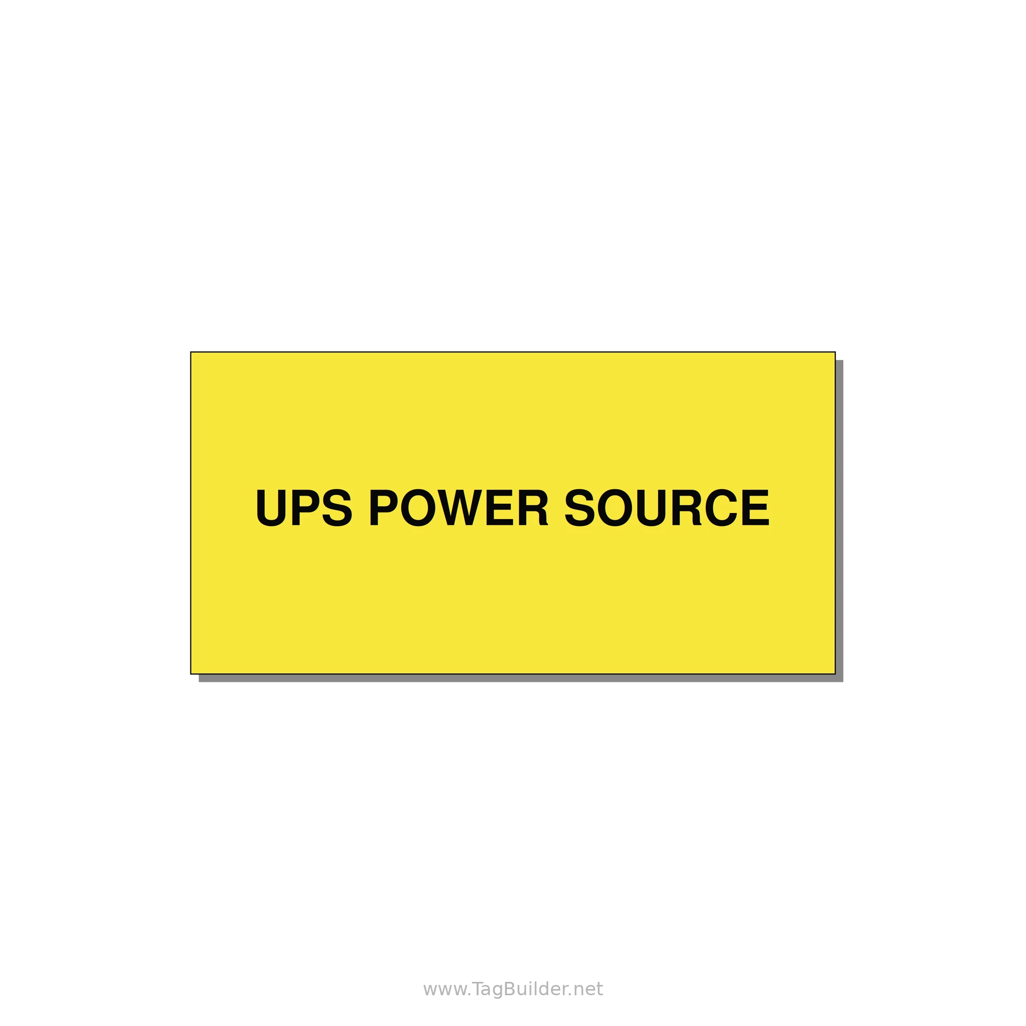 6.0x3.0" Safety Label - UPS POWER SOURCE — 6x3" Black on Yellow, Adhesive