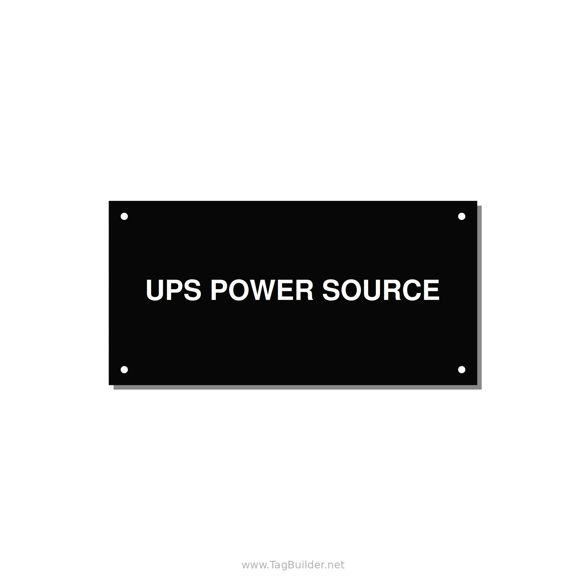 6.0x3.0" Safety Label - UPS POWER SOURCE — 6x3" White on Black, Holes