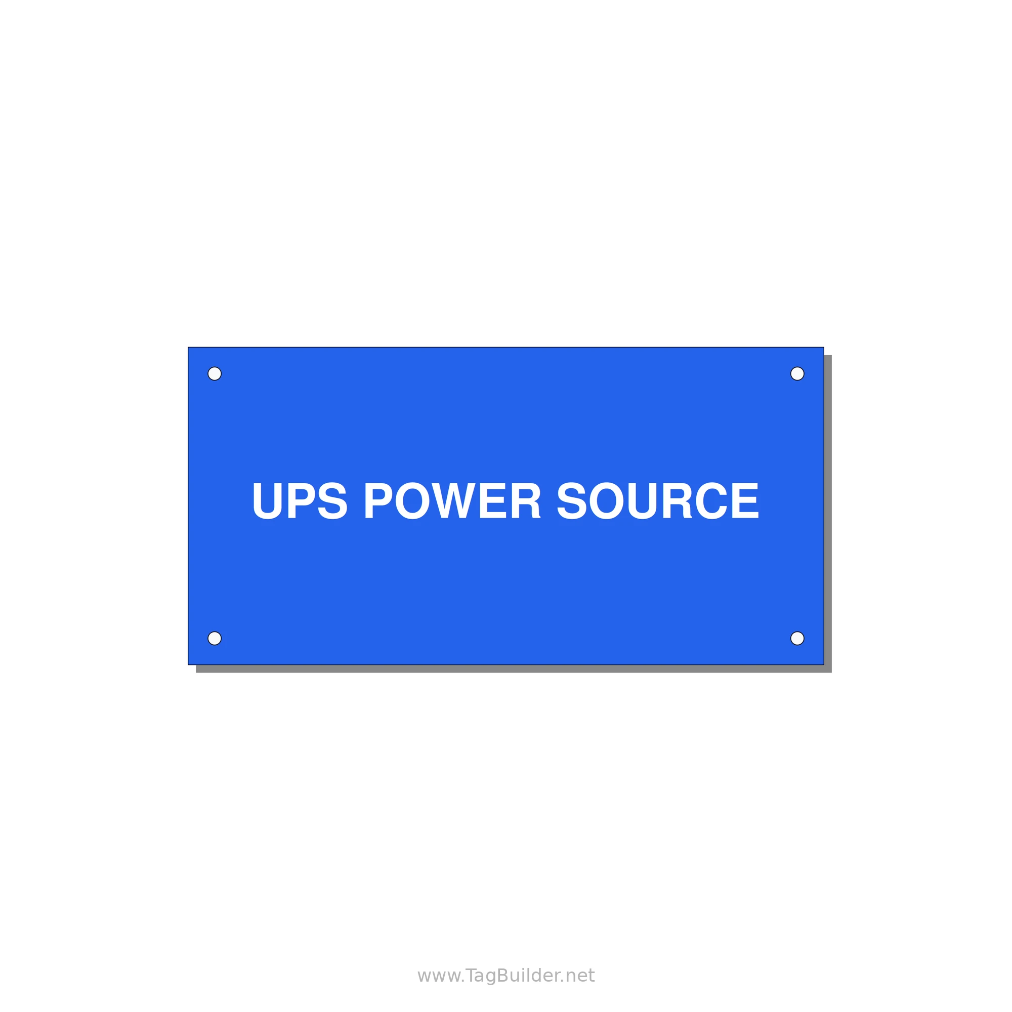 6.0x3.0" Safety Label - UPS POWER SOURCE — 6x3" White on Blue, Holes