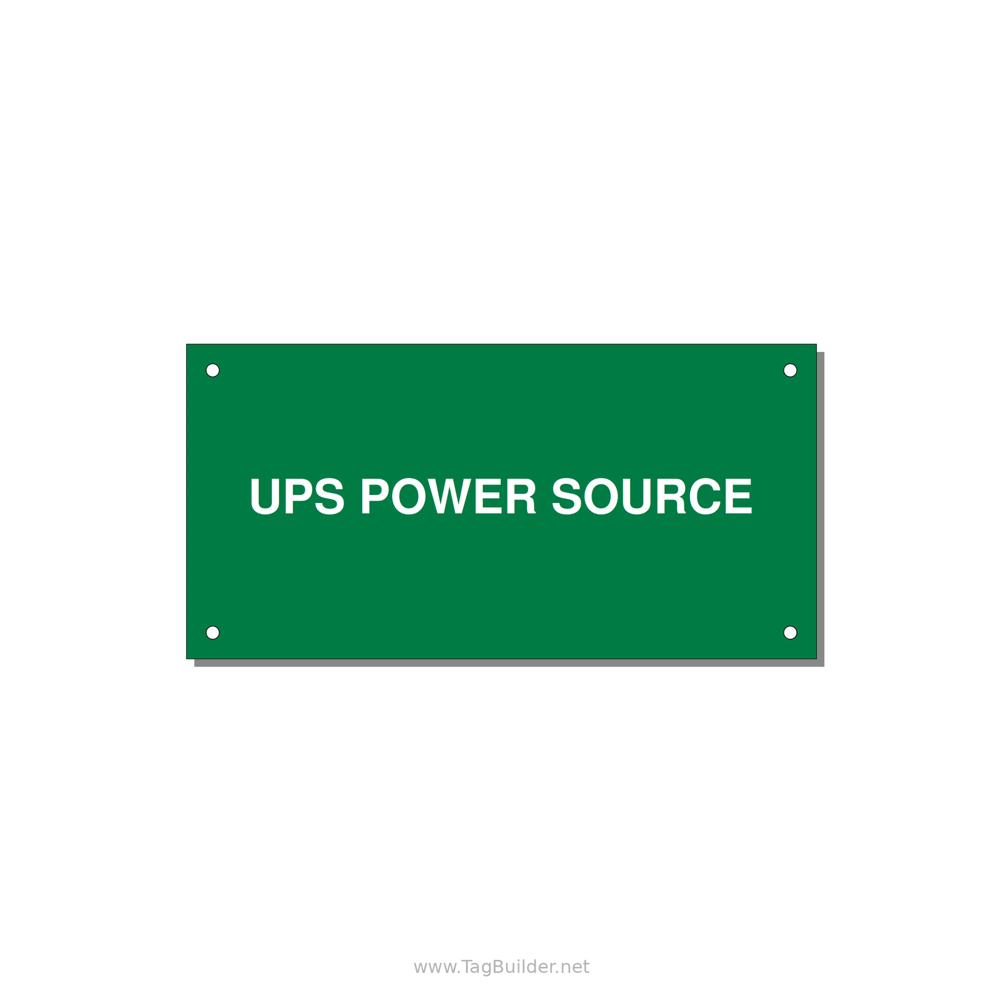6.0x3.0" Safety Label - UPS POWER SOURCE — 6x3" White on Green, Holes
