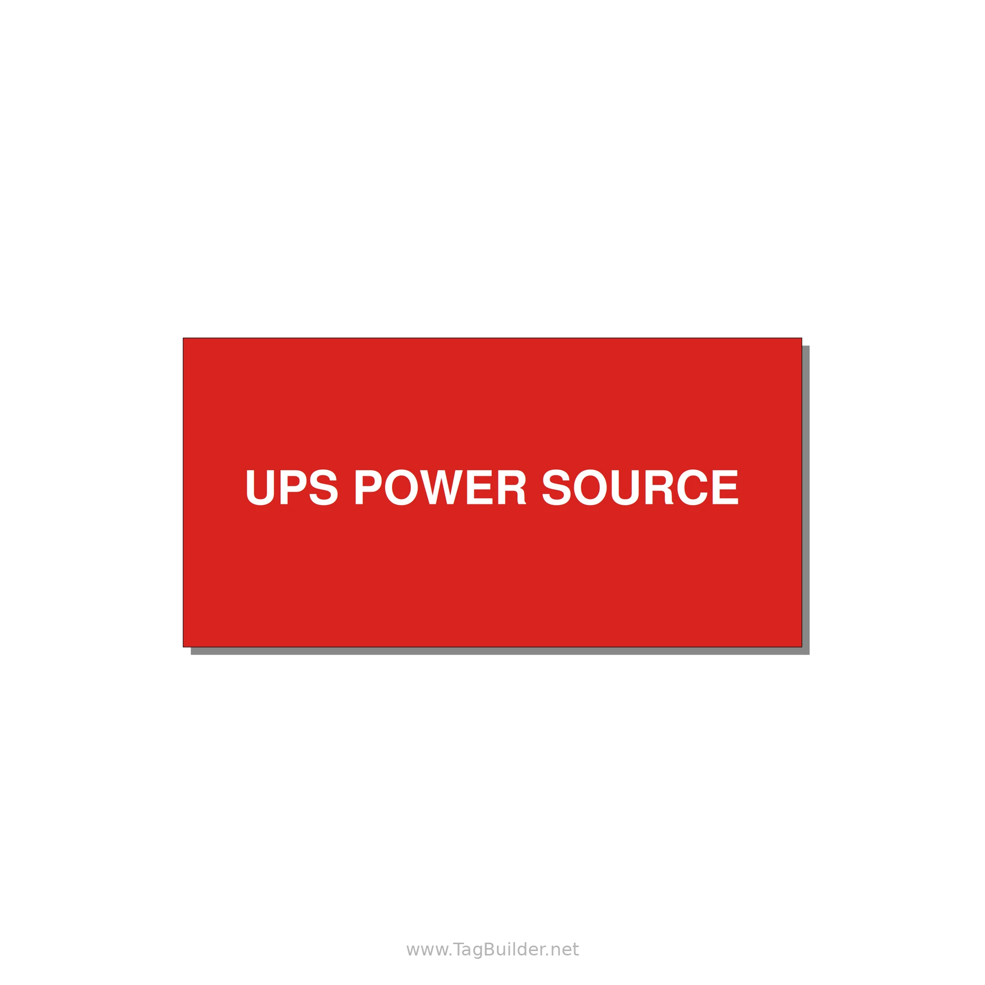 6.0x3.0" Safety Label - UPS POWER SOURCE — 6x3" White on Red, Adhesive