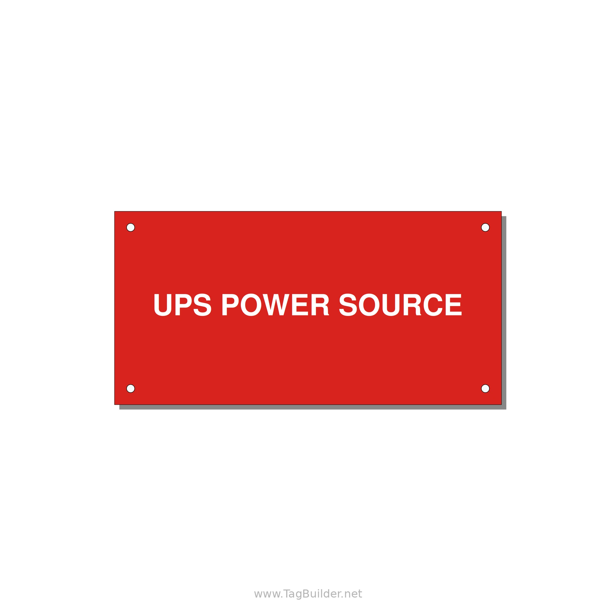 6.0x3.0" Safety Label - UPS POWER SOURCE — 6x3" White on Red, Holes