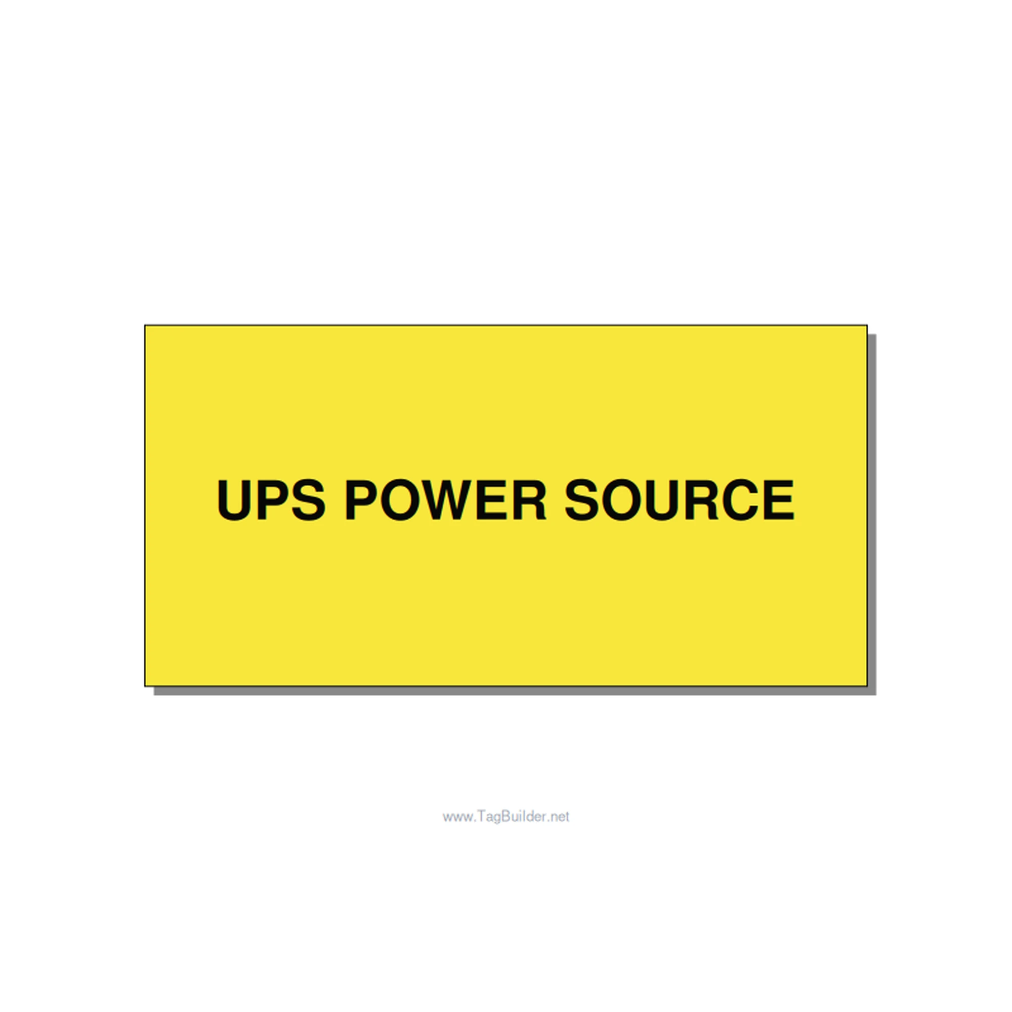 6.0x3.0" Safety Label - UPS POWER SOURCE, Black/Yellow, Adhesive