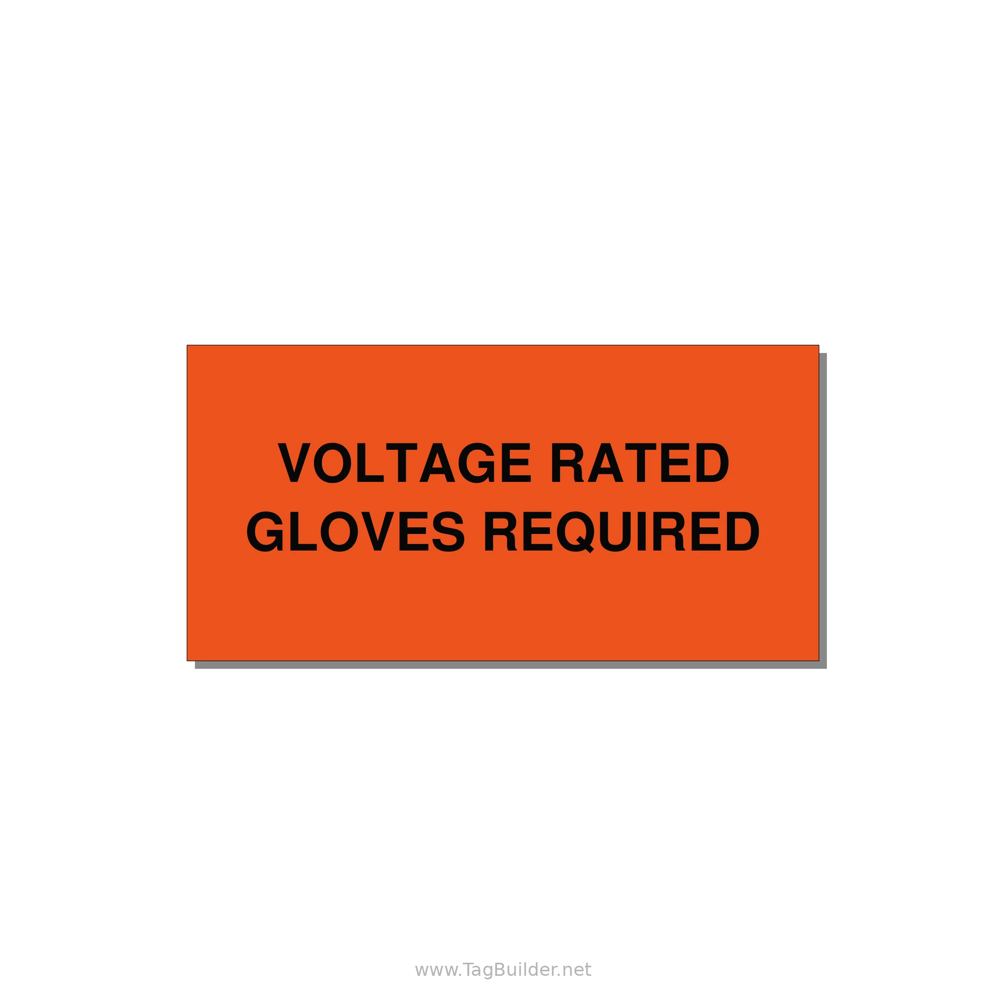 6.0x3.0" Safety Label - VOLTAGE RATED GLOVES REQU — 6x3" Black on Orange, Adhesive