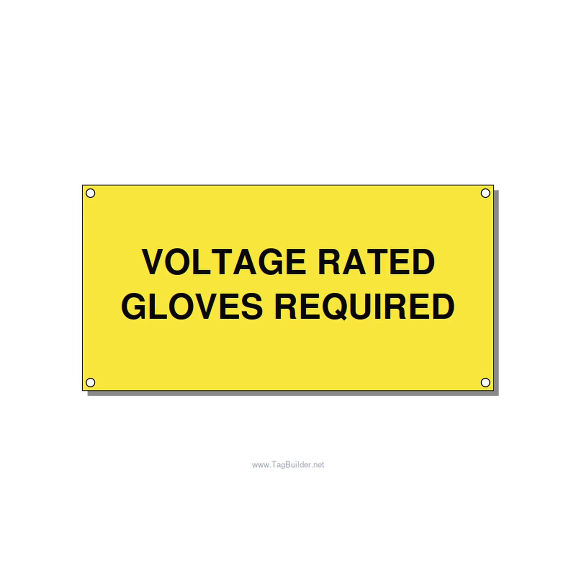 6.0x3.0" Safety Label - VOLTAGE RATED GLOVES REQU, Black/Yellow, Holes