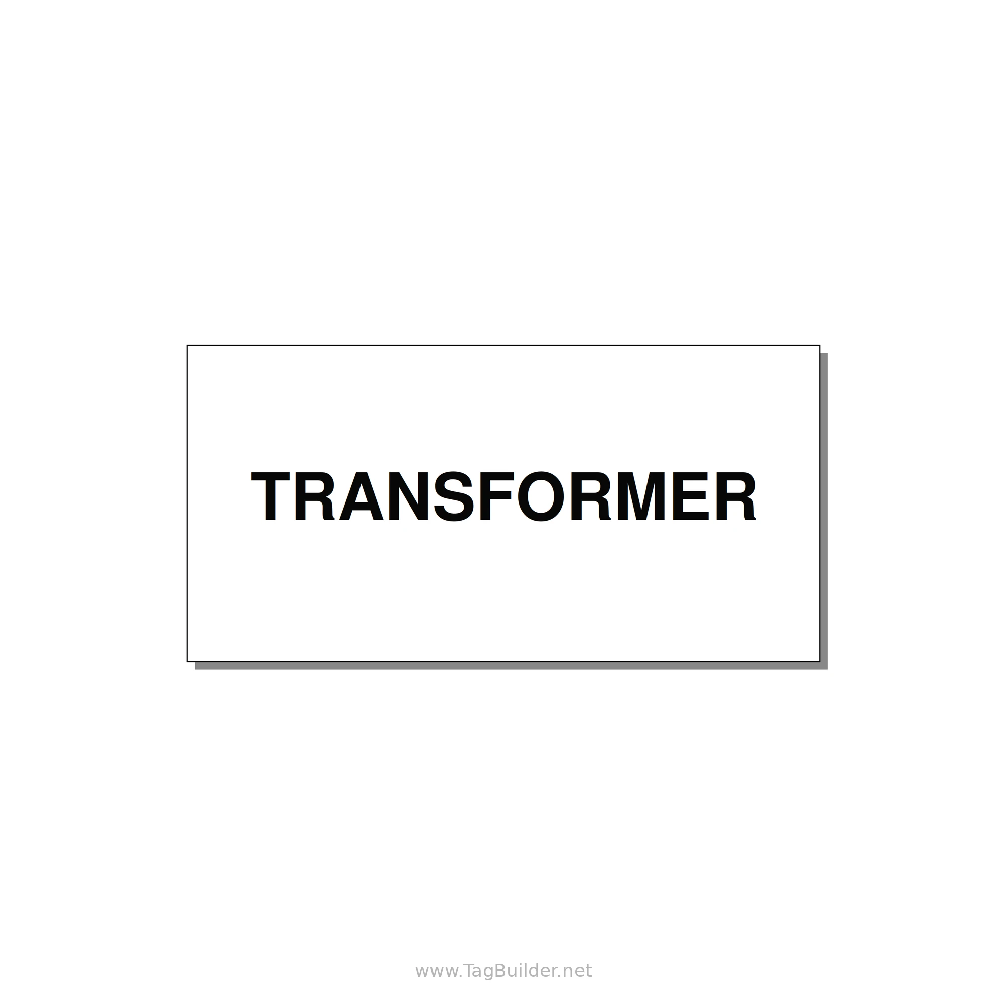 6.0x3.0" Transformer Label - TRANSFORMER — 6x3" Black on White, Adhesive