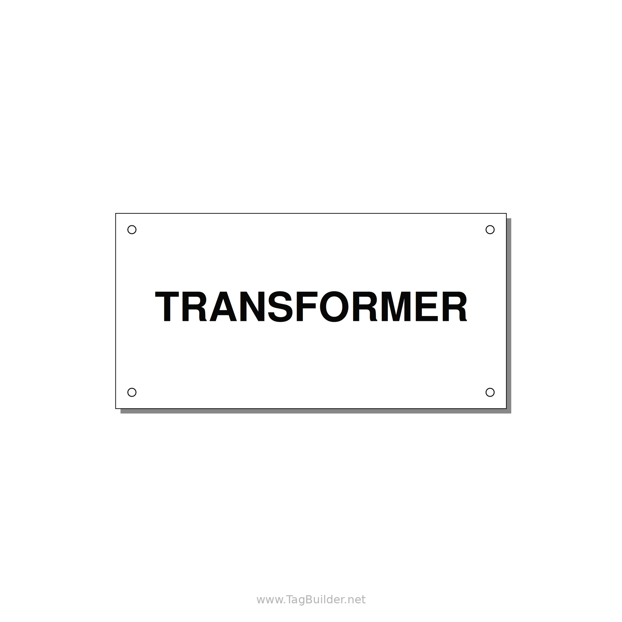 6.0x3.0" Transformer Label - TRANSFORMER — 6x3" Black on White, Holes